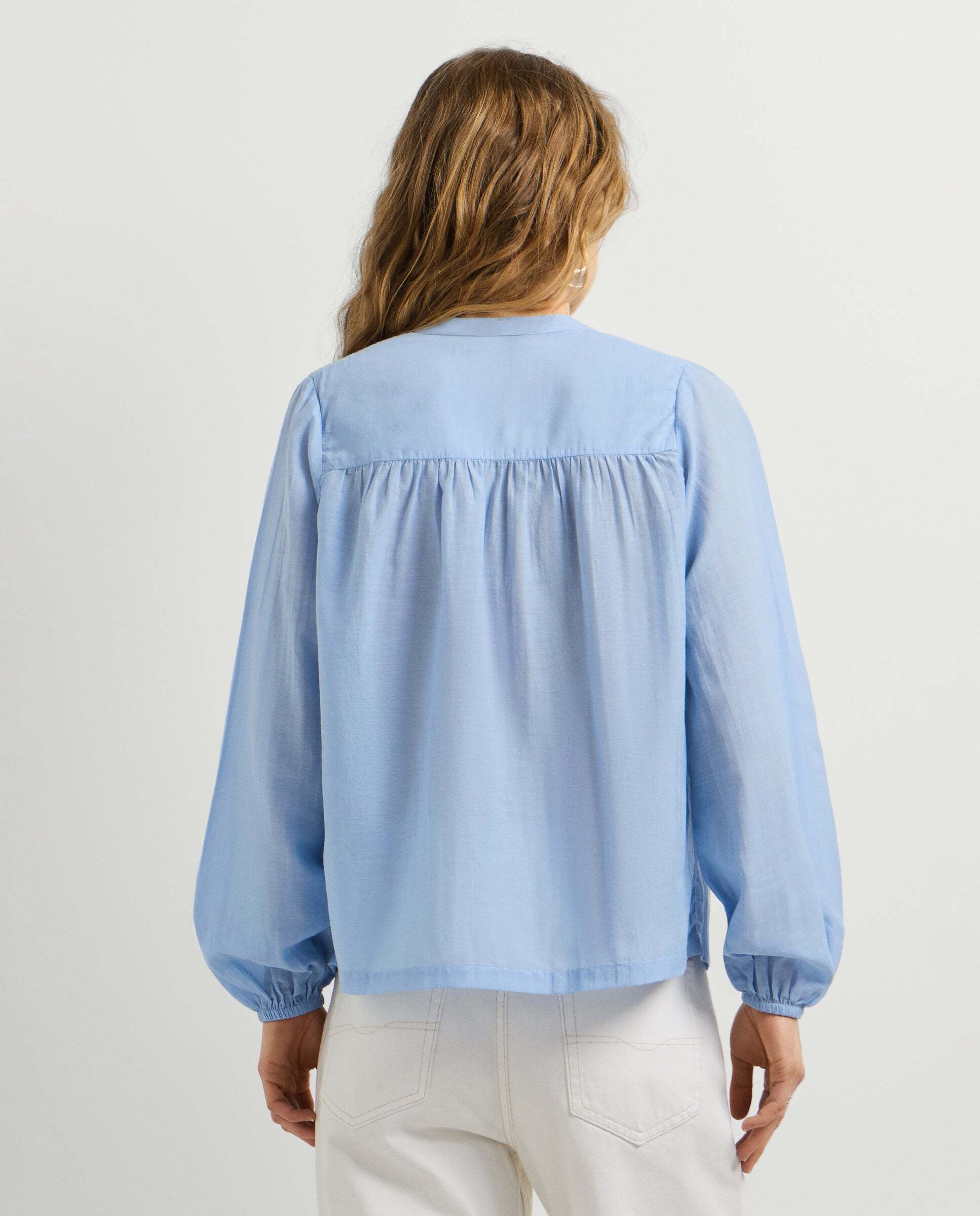 Blusa de mujer fluida cuello mao - Pepe Jeans - Azul Azul-3