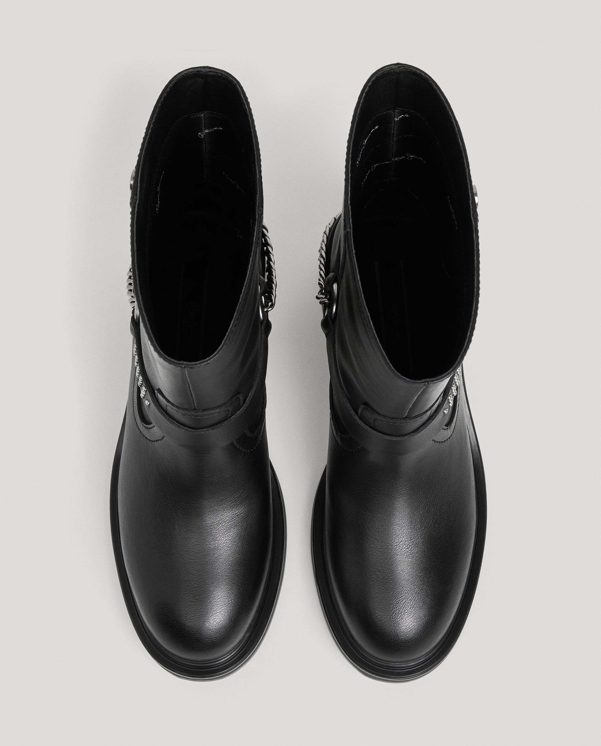 Botas de mujer de piel con tachuelas - Pepe Jeans - Negro Negro-3