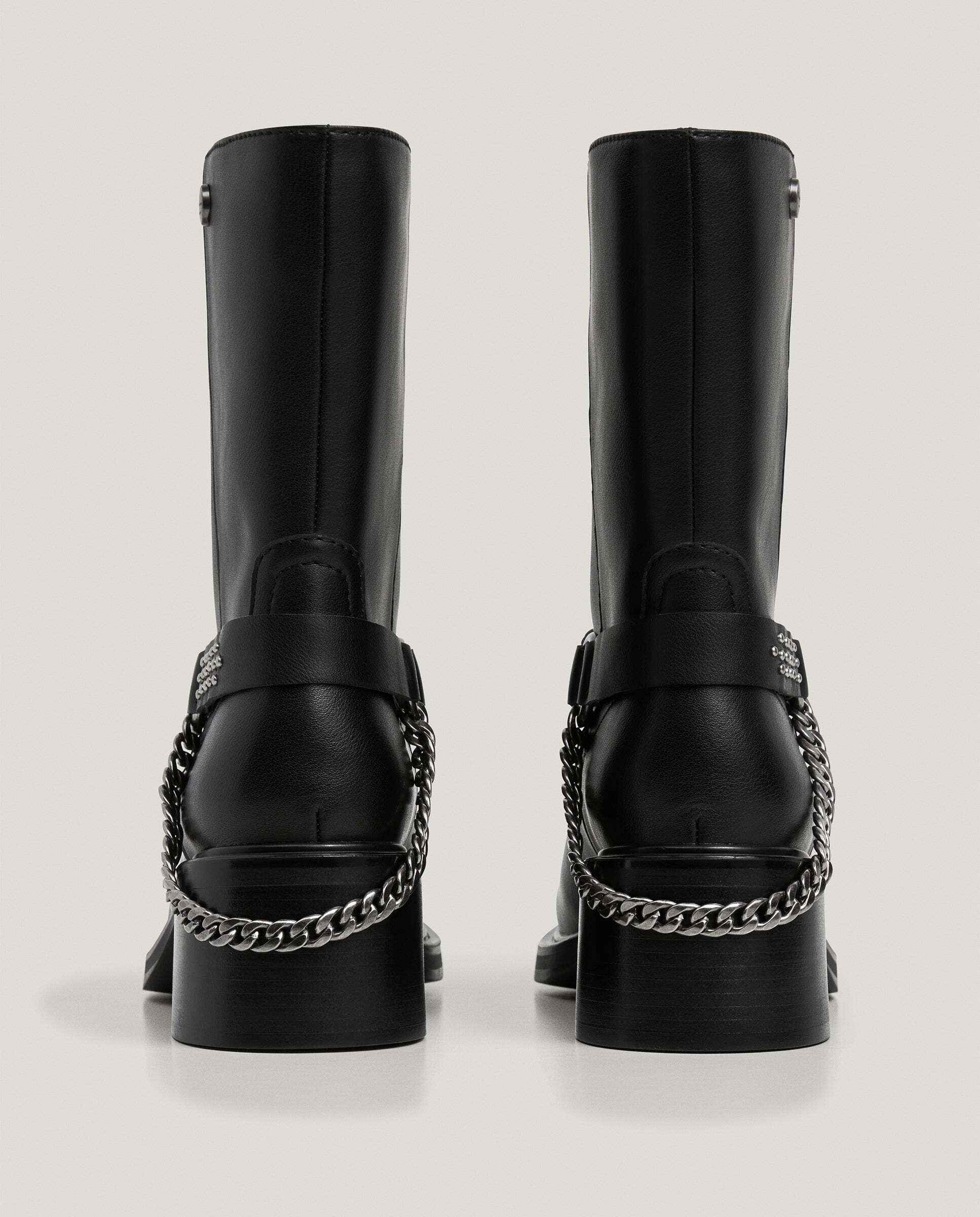 Botas de mujer de piel con tachuelas - Pepe Jeans - Negro Negro-4