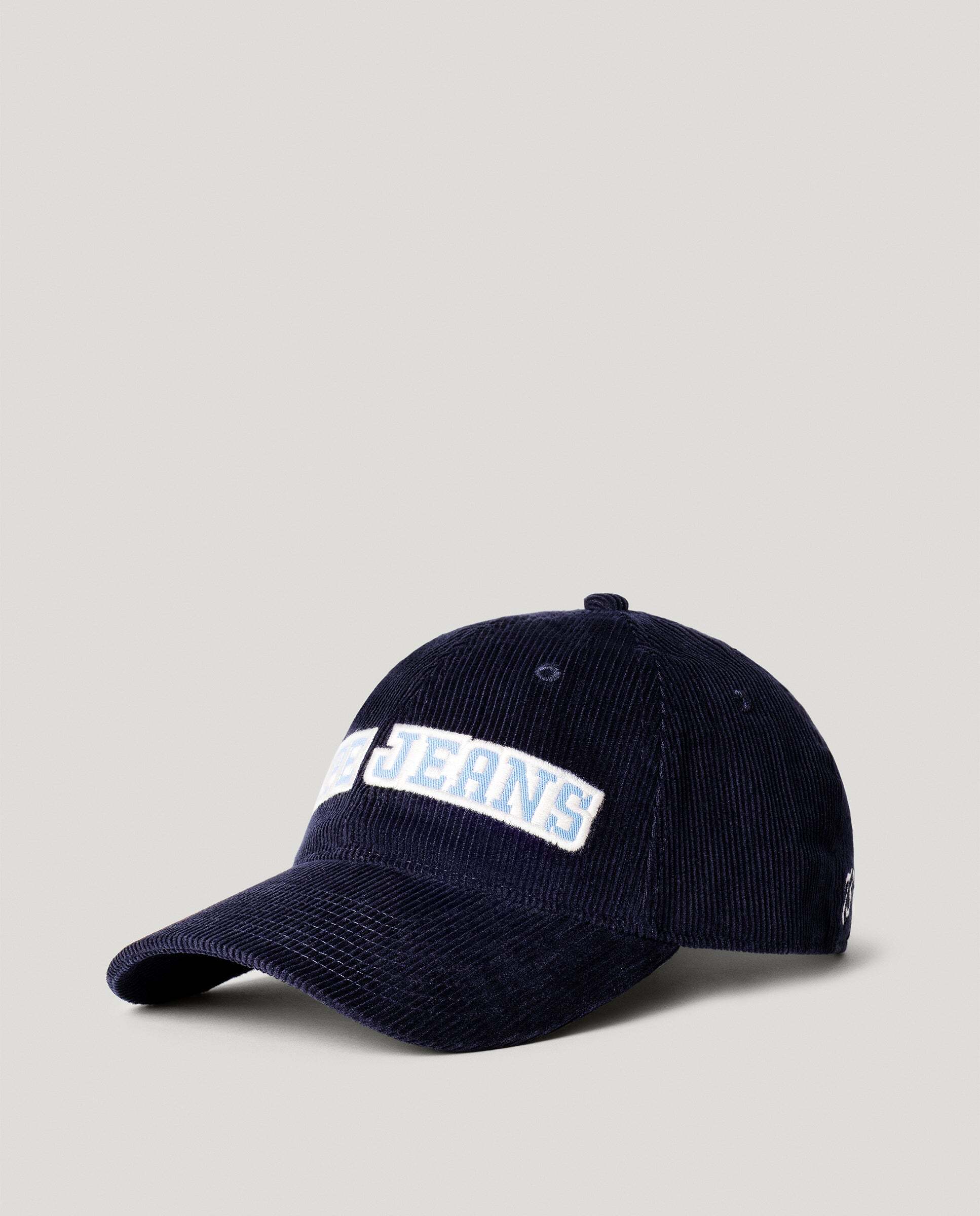 Imagen 0 de Gorra de hombre de pana con logo bordado Azul