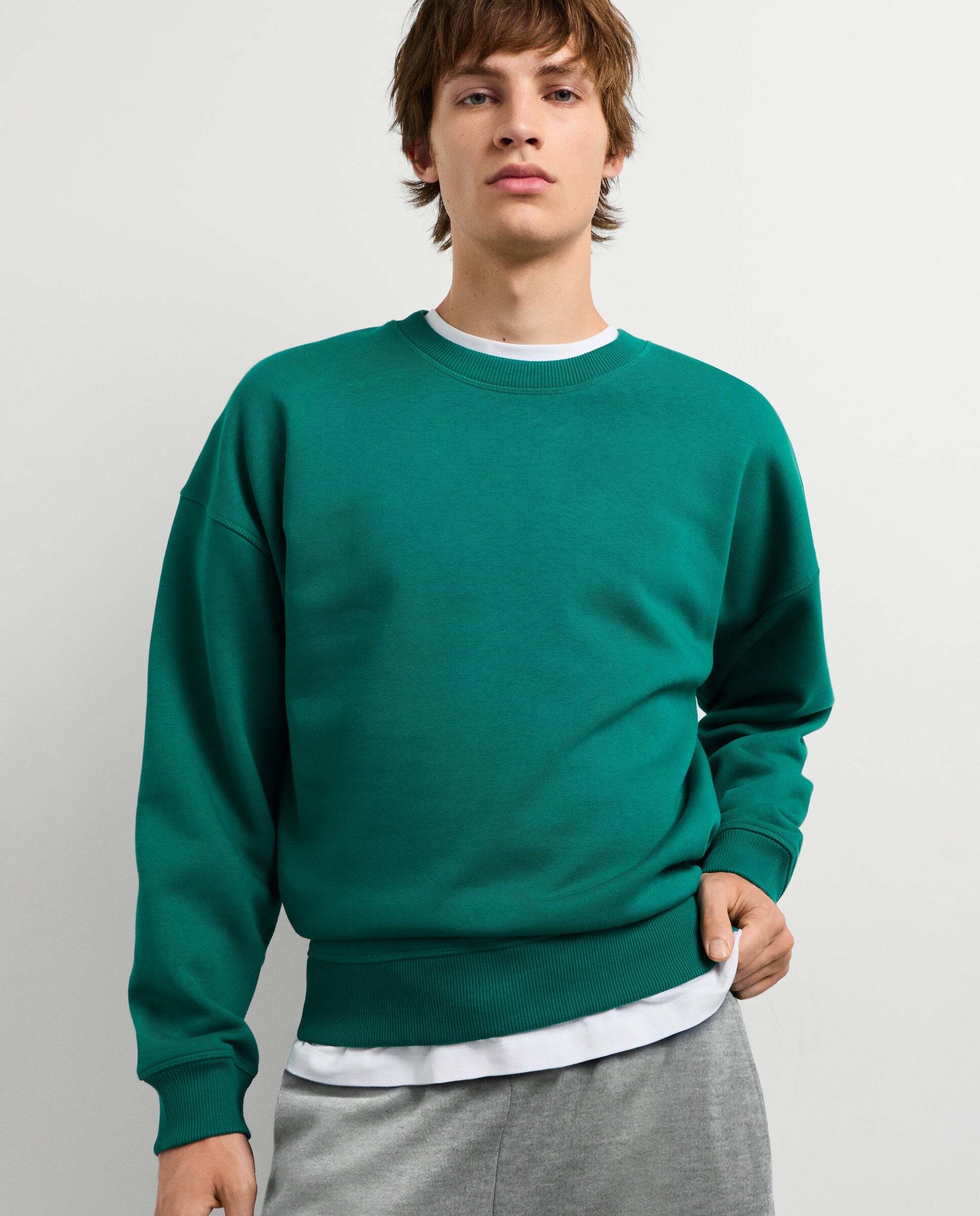Imagen 0 de Sudadera de hombre cuello redondo fit casual Verde Agua