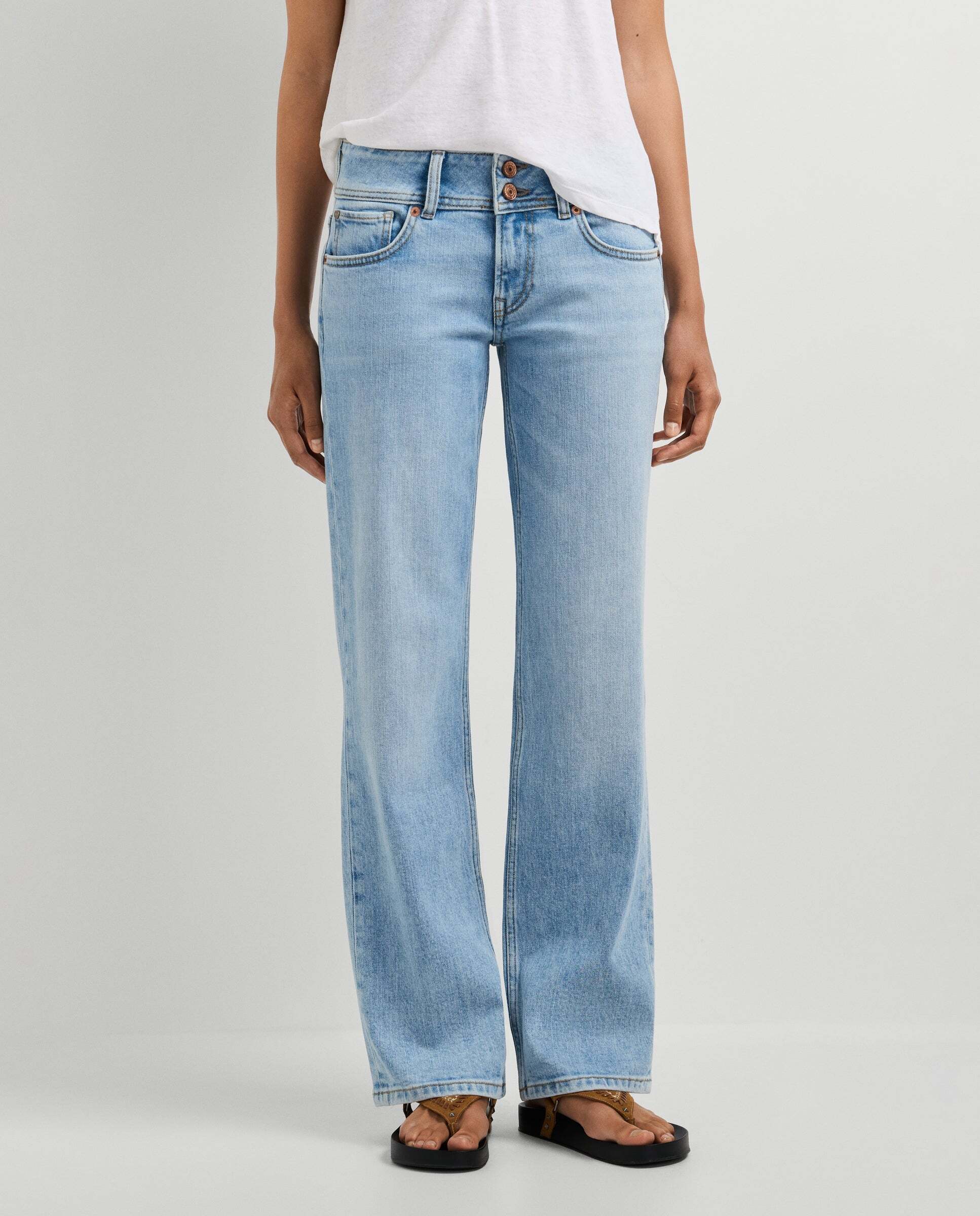 Vaquero de mujer fit recto y tiro bajo - Pepe Jeans - venus - Azul Azul-2