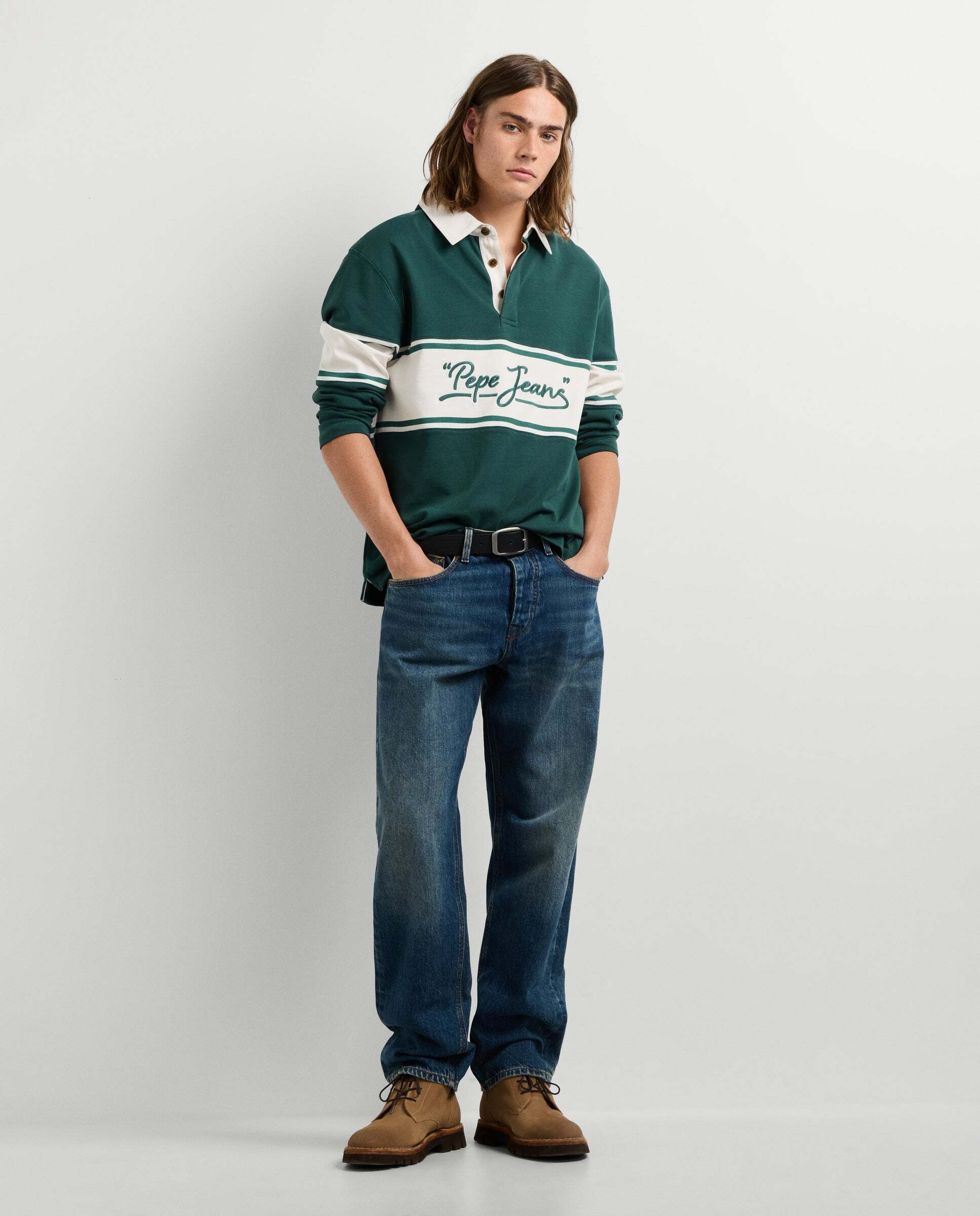Polo de hombre rugby manga larga fit casual - Pepe Jeans - Verde Verde-2