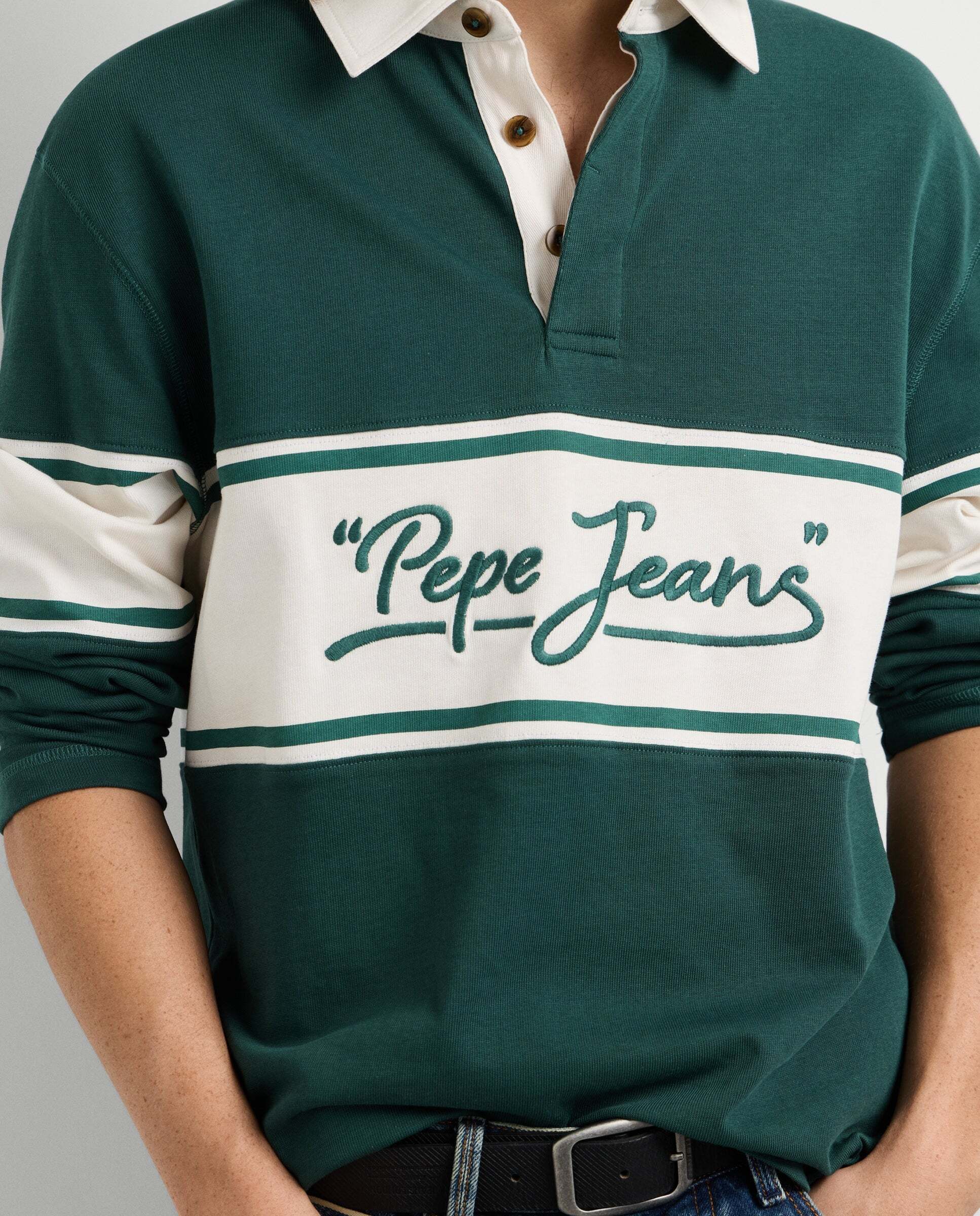 Polo de hombre rugby manga larga fit casual - Pepe Jeans - Verde Verde-4