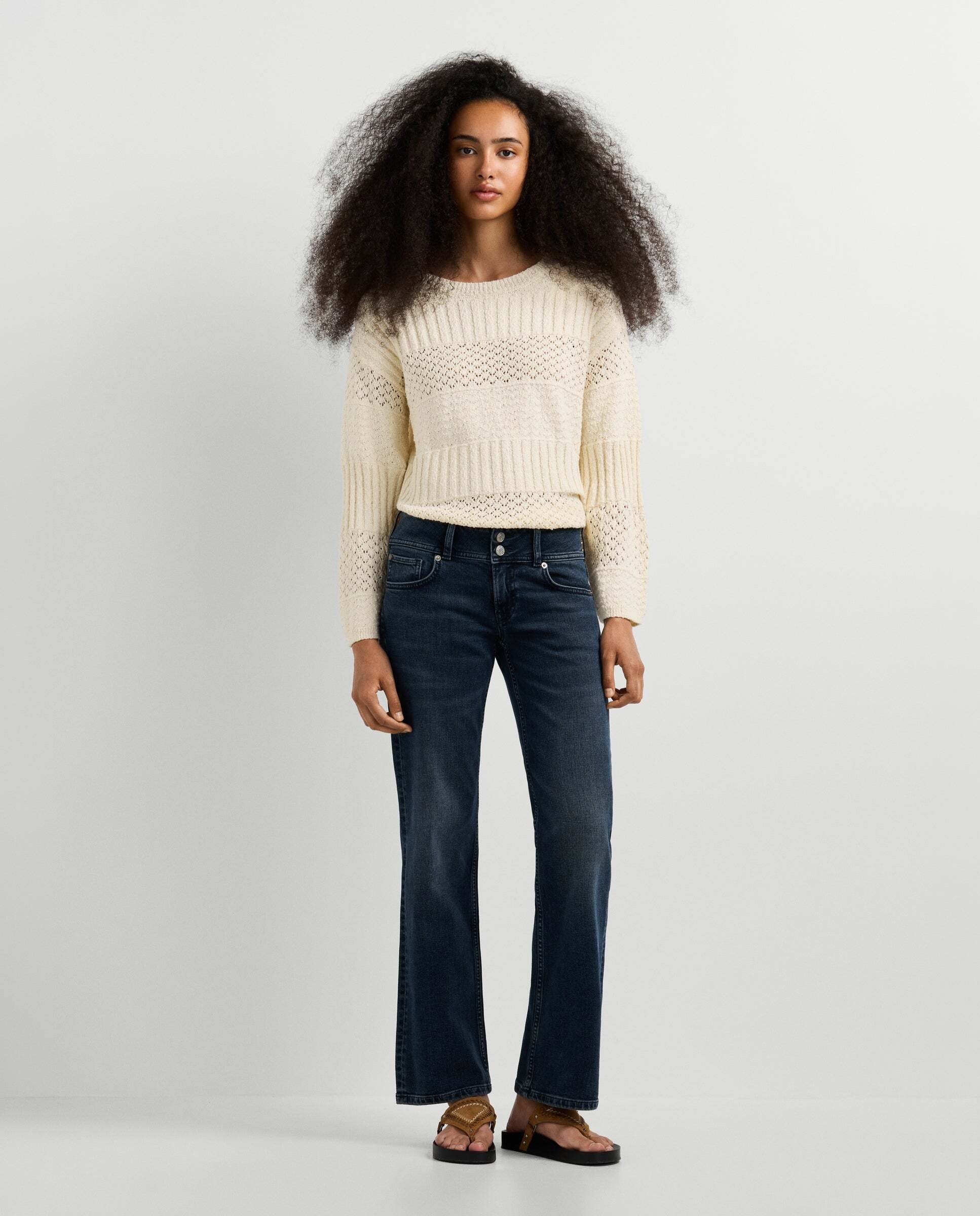 Vaquero de mujer fit recto y tiro bajo - Pepe Jeans - venus - Negro Negro-1