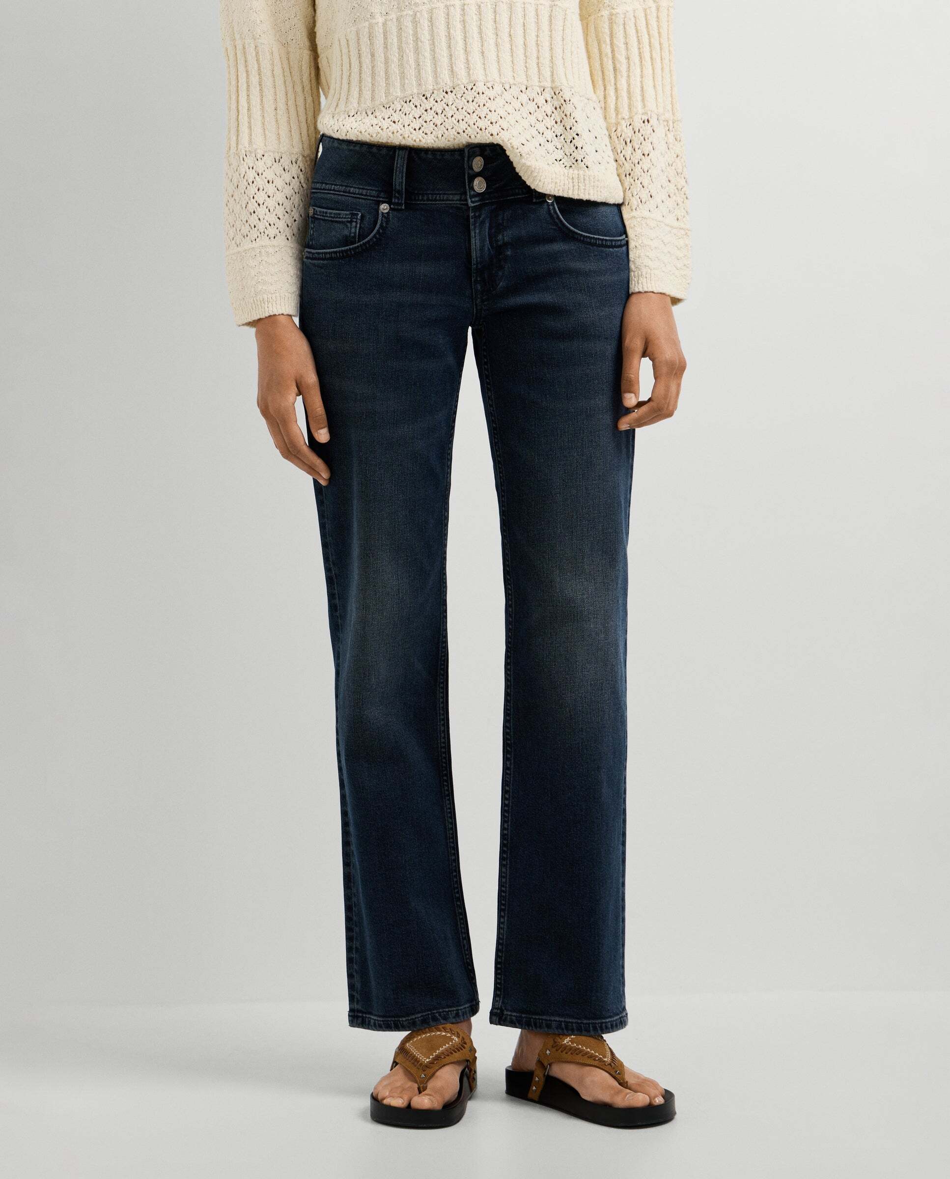 Vaquero de mujer fit recto y tiro bajo - Pepe Jeans - venus - Negro Negro-2