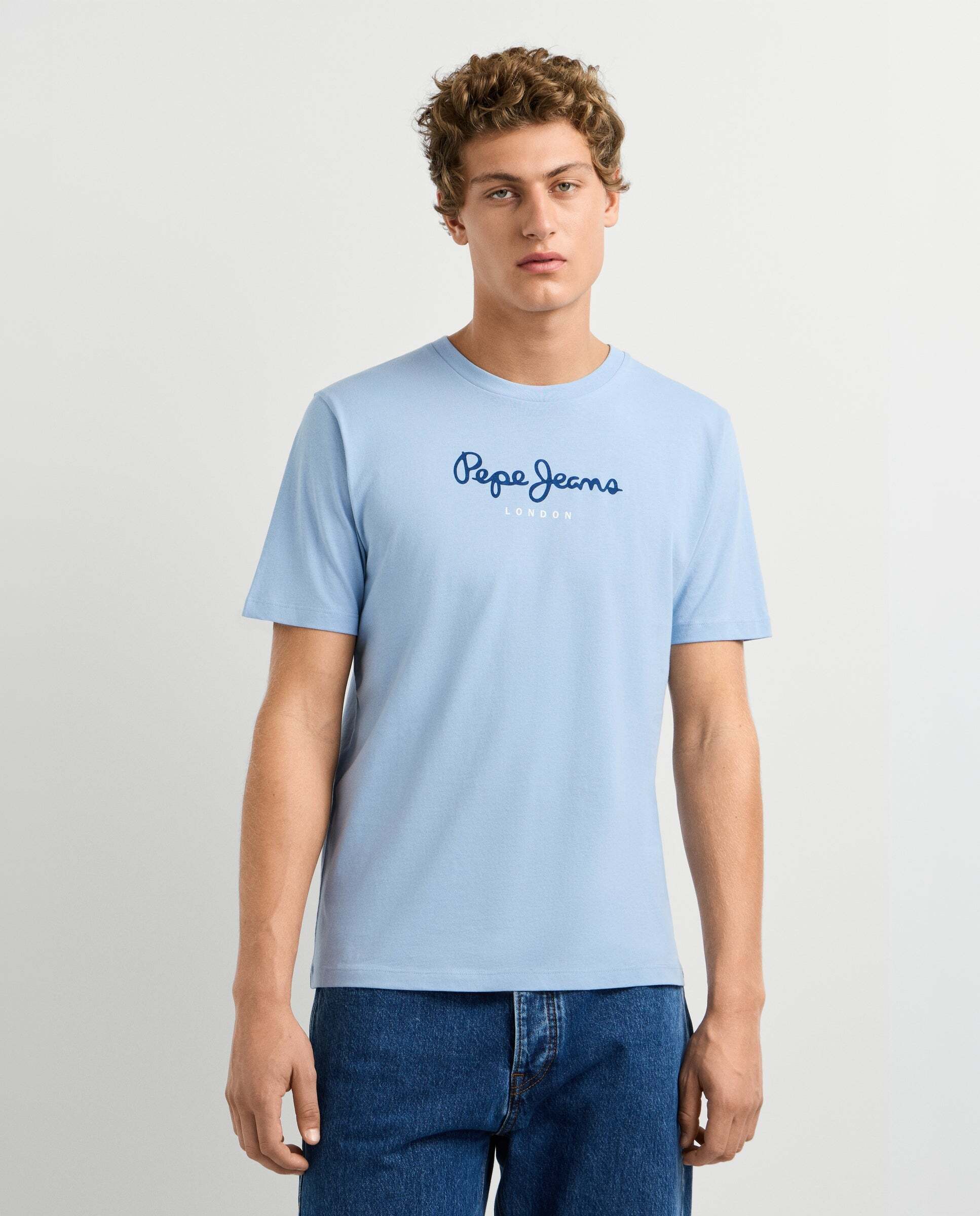 Camiseta de hombre logo estampado fit regular - Pepe Jeans - Azul claro Azul claro-1