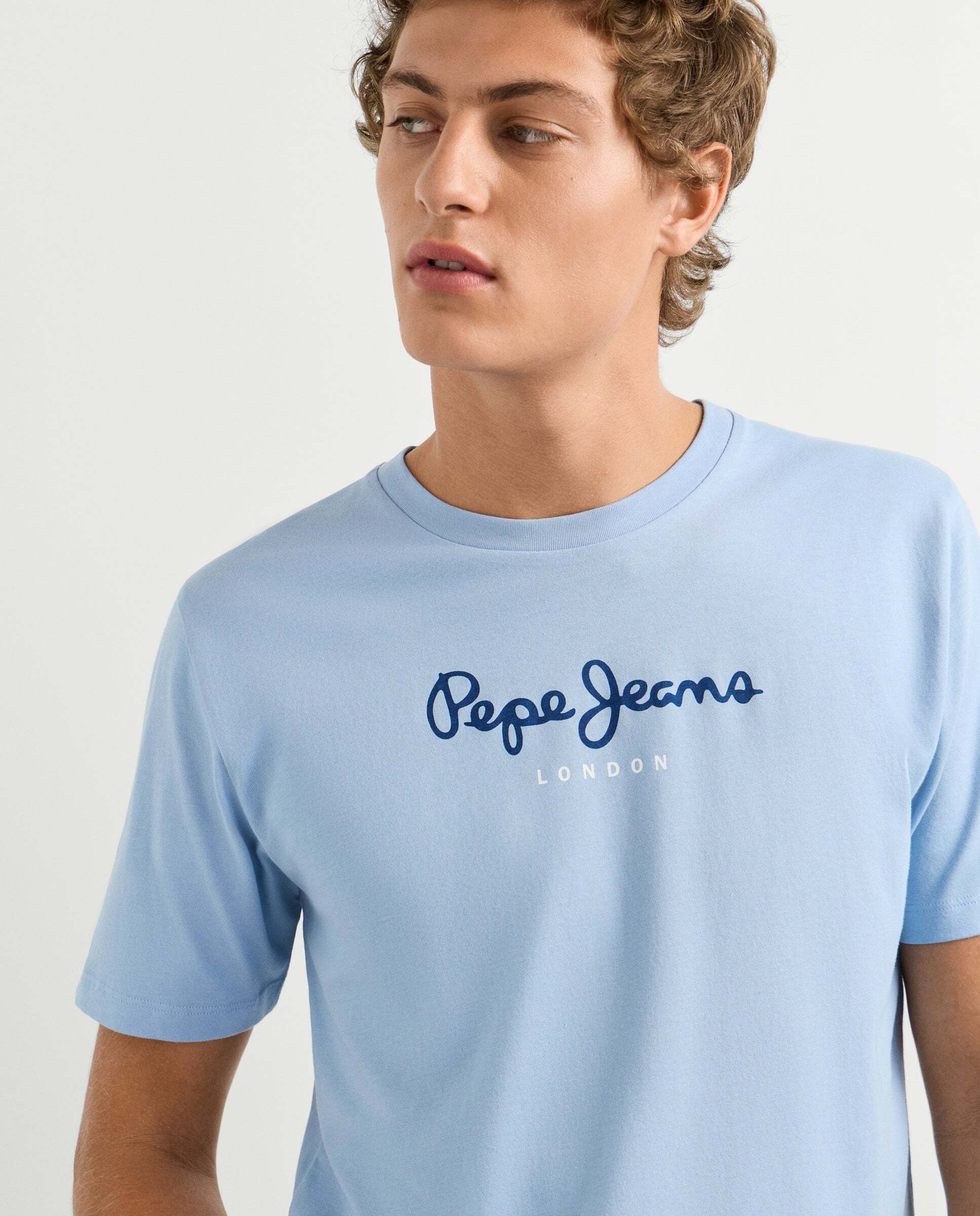 Camiseta de hombre logo estampado fit regular - Pepe Jeans - Azul claro Azul claro-4