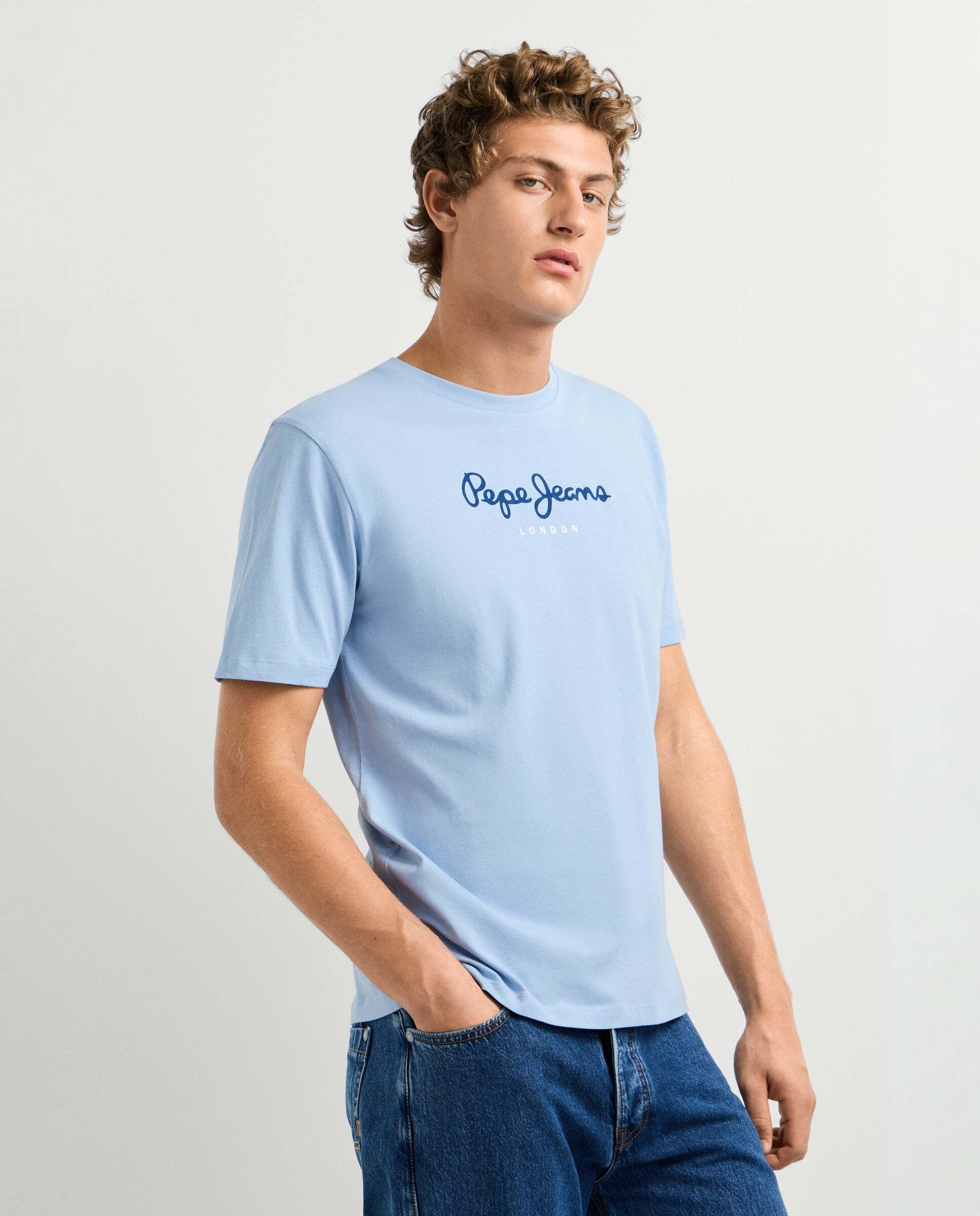 Camiseta de hombre logo estampado fit regular - Pepe Jeans - Azul claro Azul claro-5