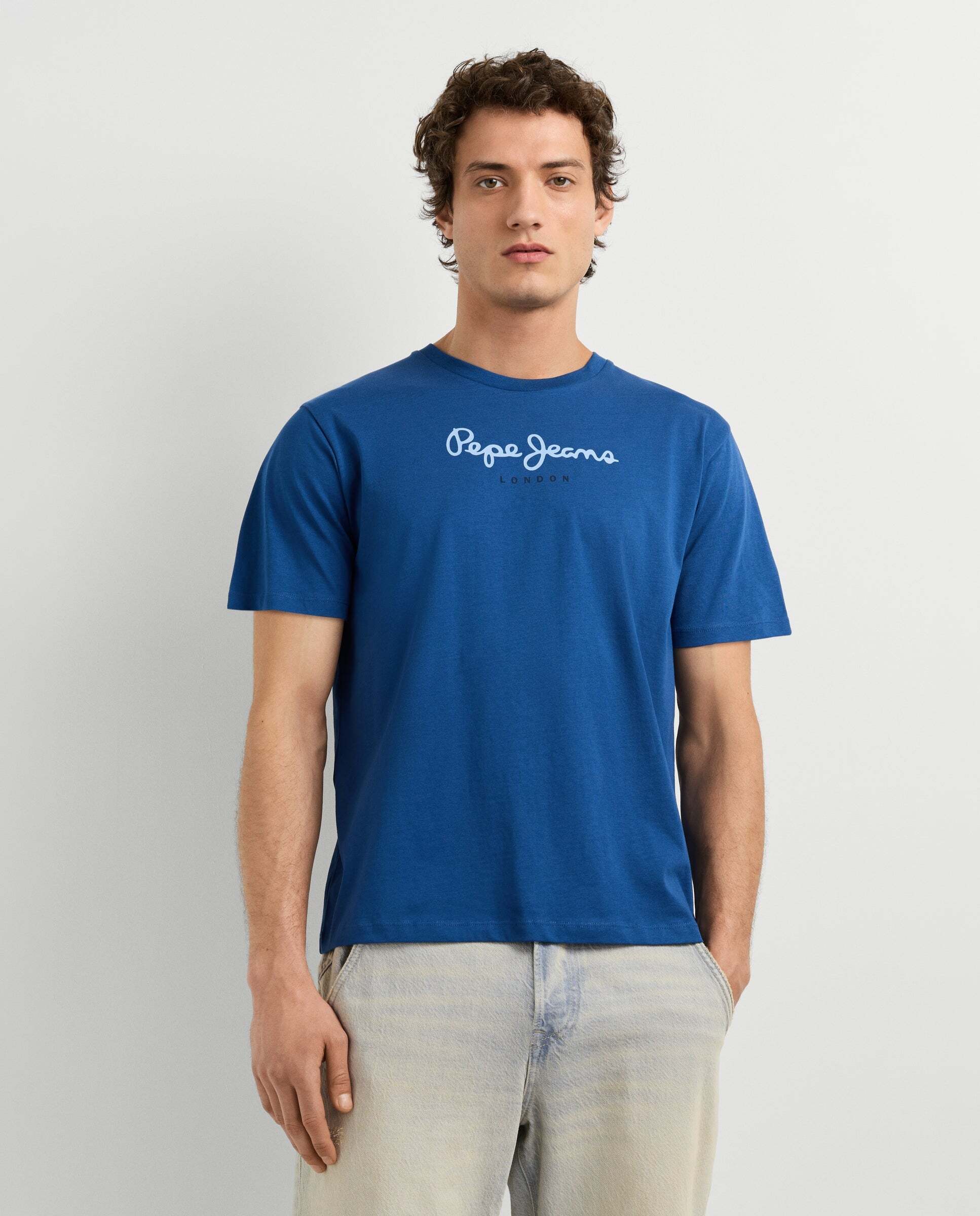 Camiseta de hombre logo estampado fit regular - Pepe Jeans - Azul oscuro Azul oscuro-1