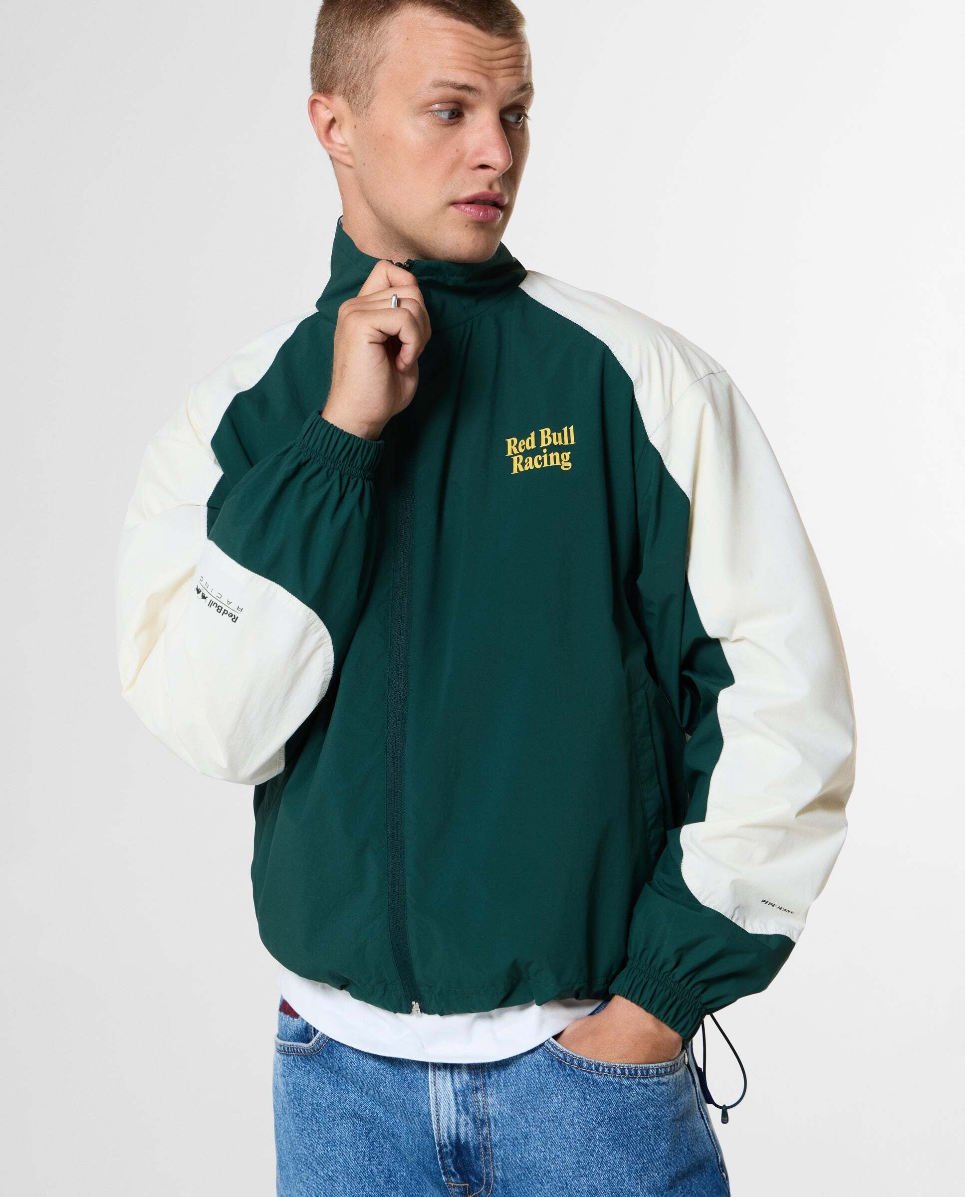 Chaqueta de hombre cuello alto con logo red bull racing - Pepe Jeans - Verde oscuro Verde oscuro-1
