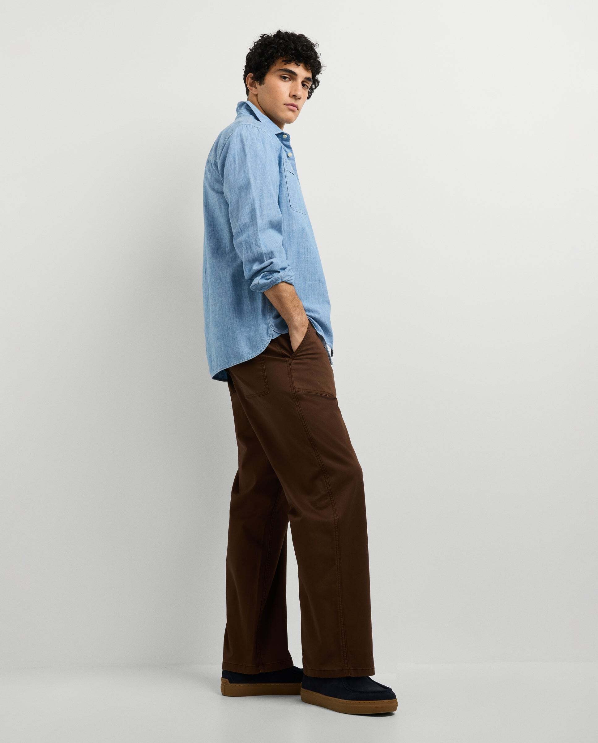 Pantalón de hombre sarga fit relaxed - Pepe Jeans - Marrón Marrón-1