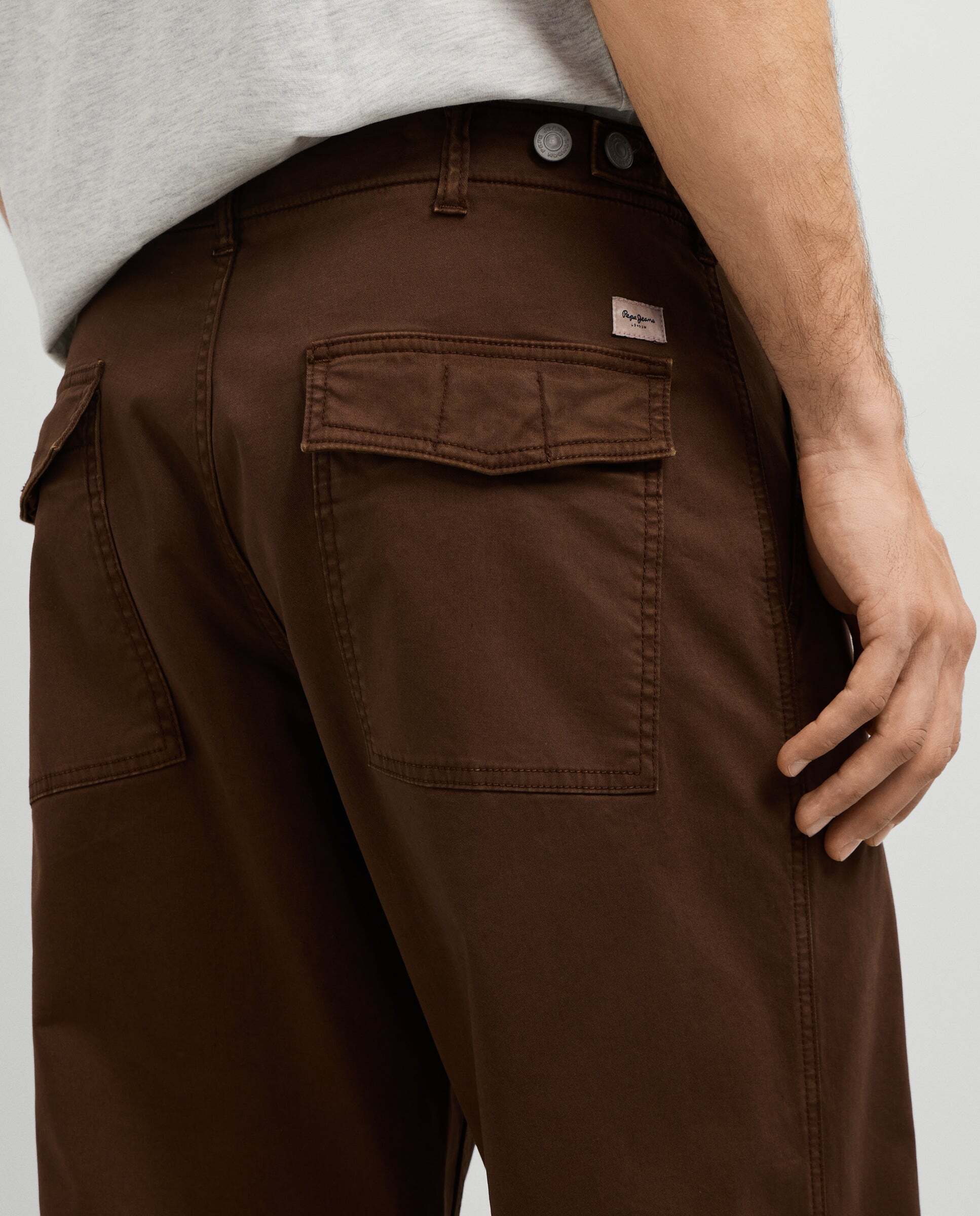 Pantalón de hombre sarga fit relaxed - Pepe Jeans - Marrón Marrón-4