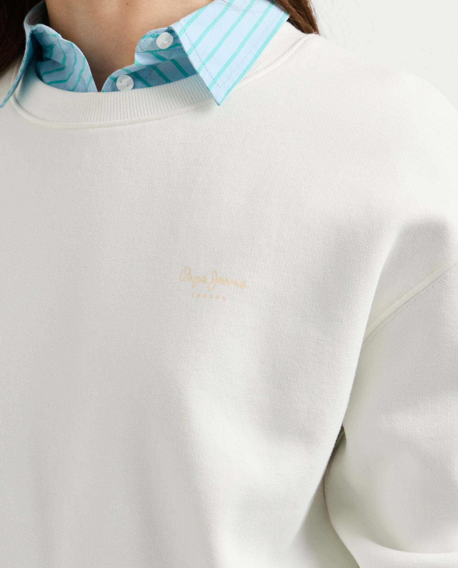 Sudadera de mujer cuello redondo con logo - Pepe Jeans - Blanco Blanco-4