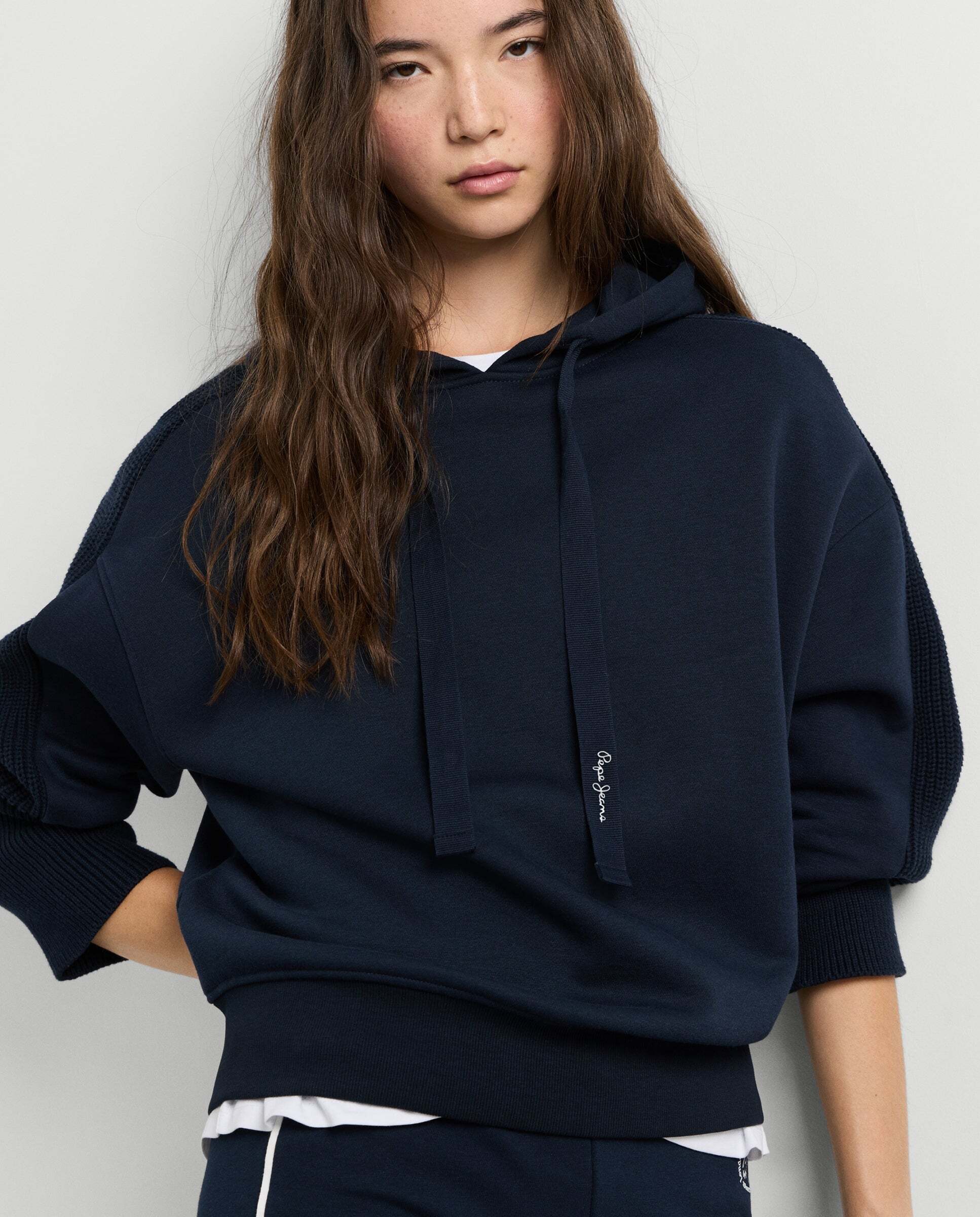 Sudadera de mujer capucha mangas de punto - Pepe Jeans - Azul Azul-1