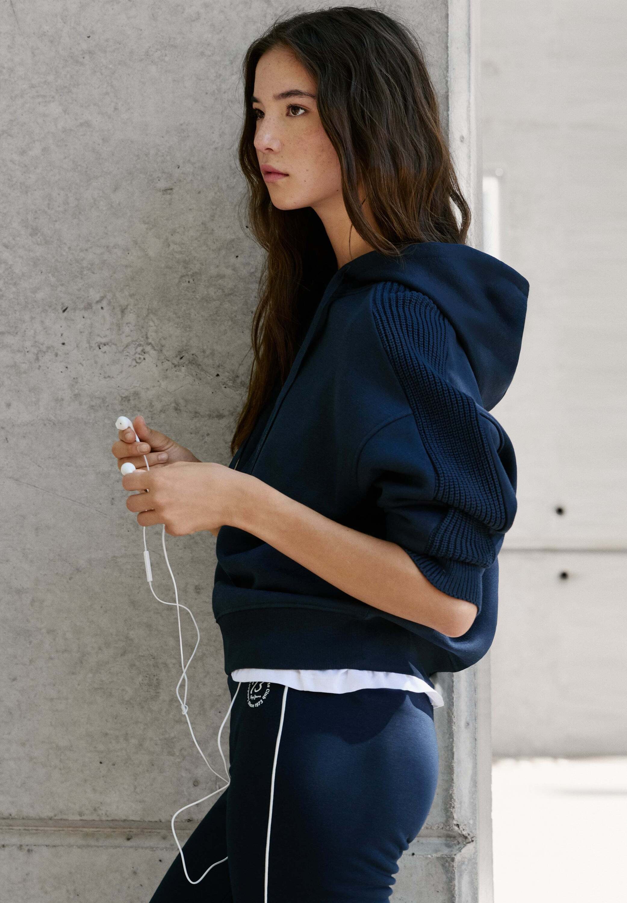 Sudadera de mujer capucha mangas de punto - Pepe Jeans - Azul Azul-4
