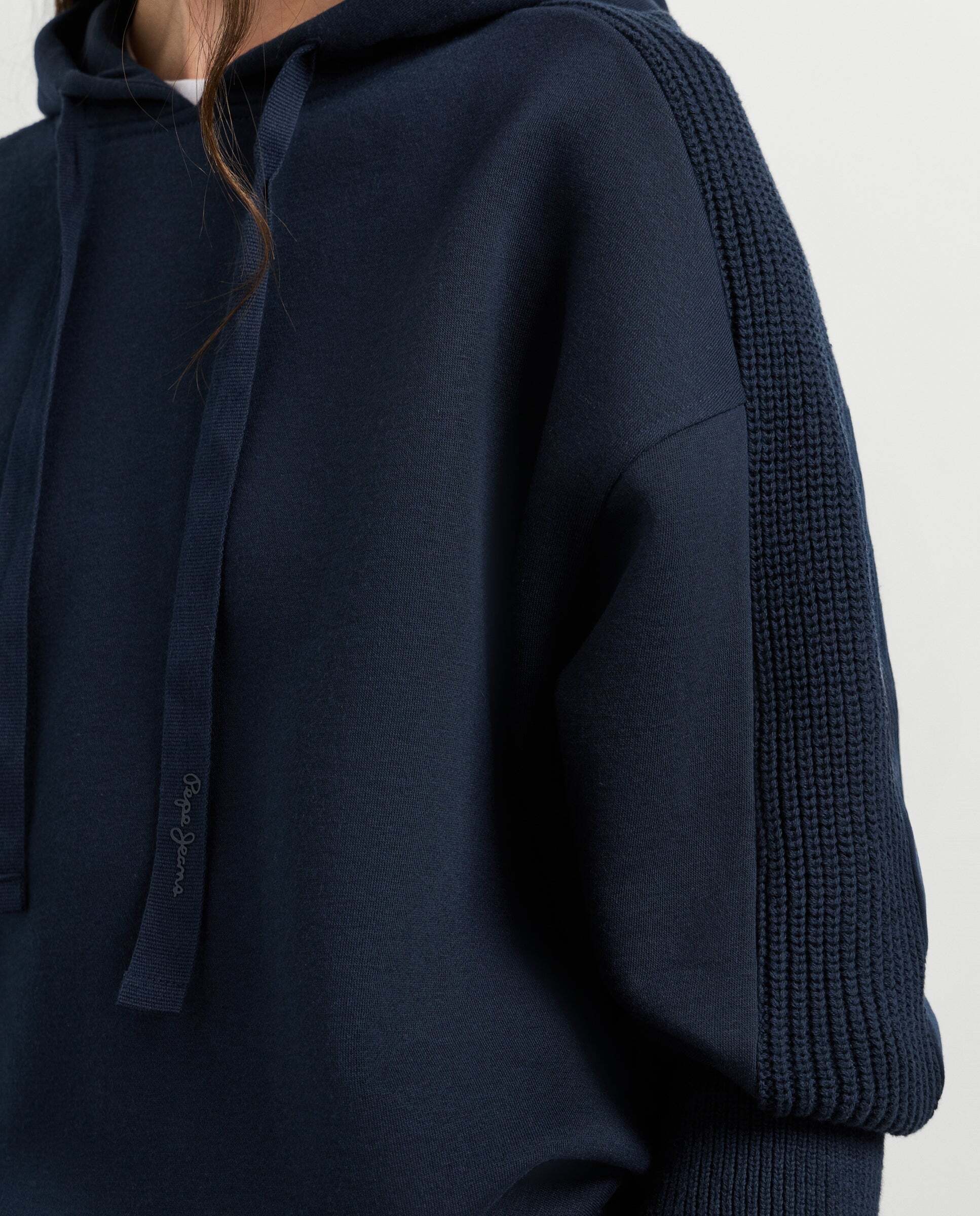 Sudadera de mujer capucha mangas de punto - Pepe Jeans - Azul Azul-6