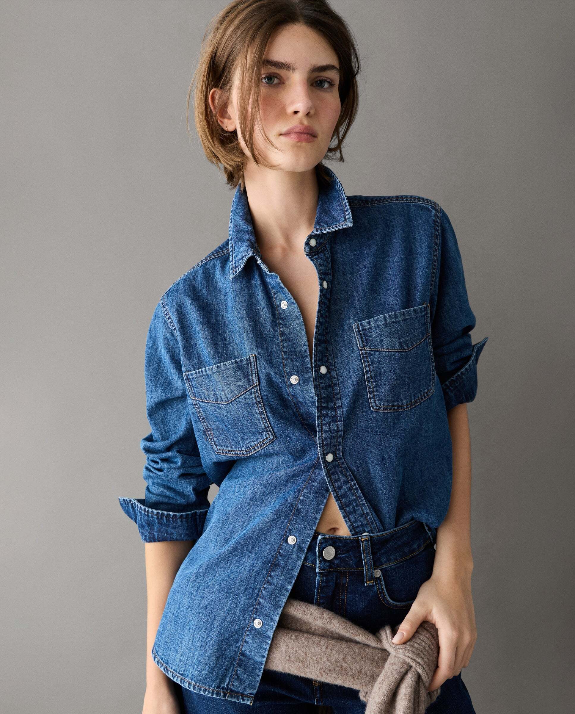 Camisa de mujer denim fit regular - Pepe Jeans - Azul denim Azul denim-1