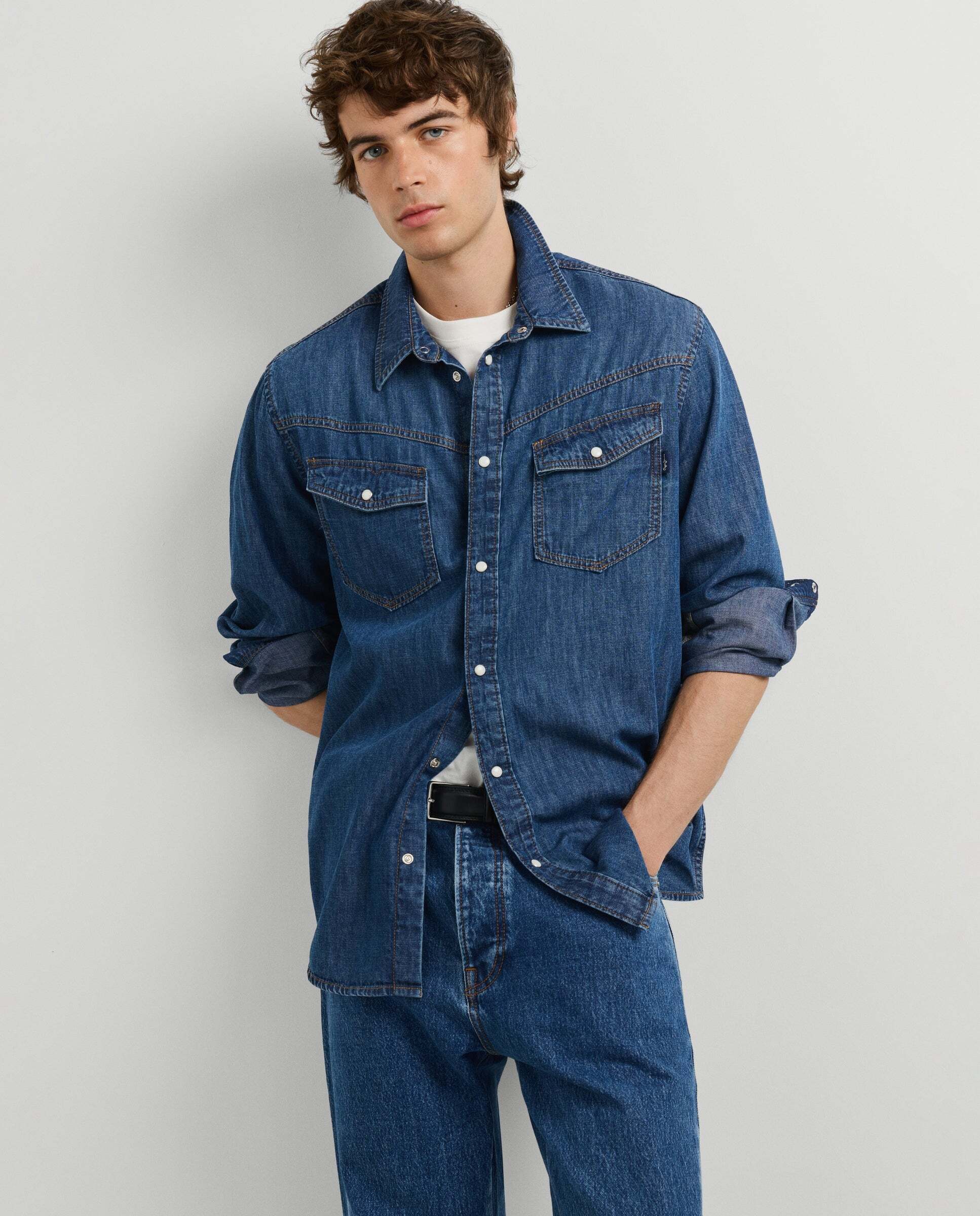 Camisa de hombre denim fit regular - Pepe Jeans - Azul denim Azul denim-1