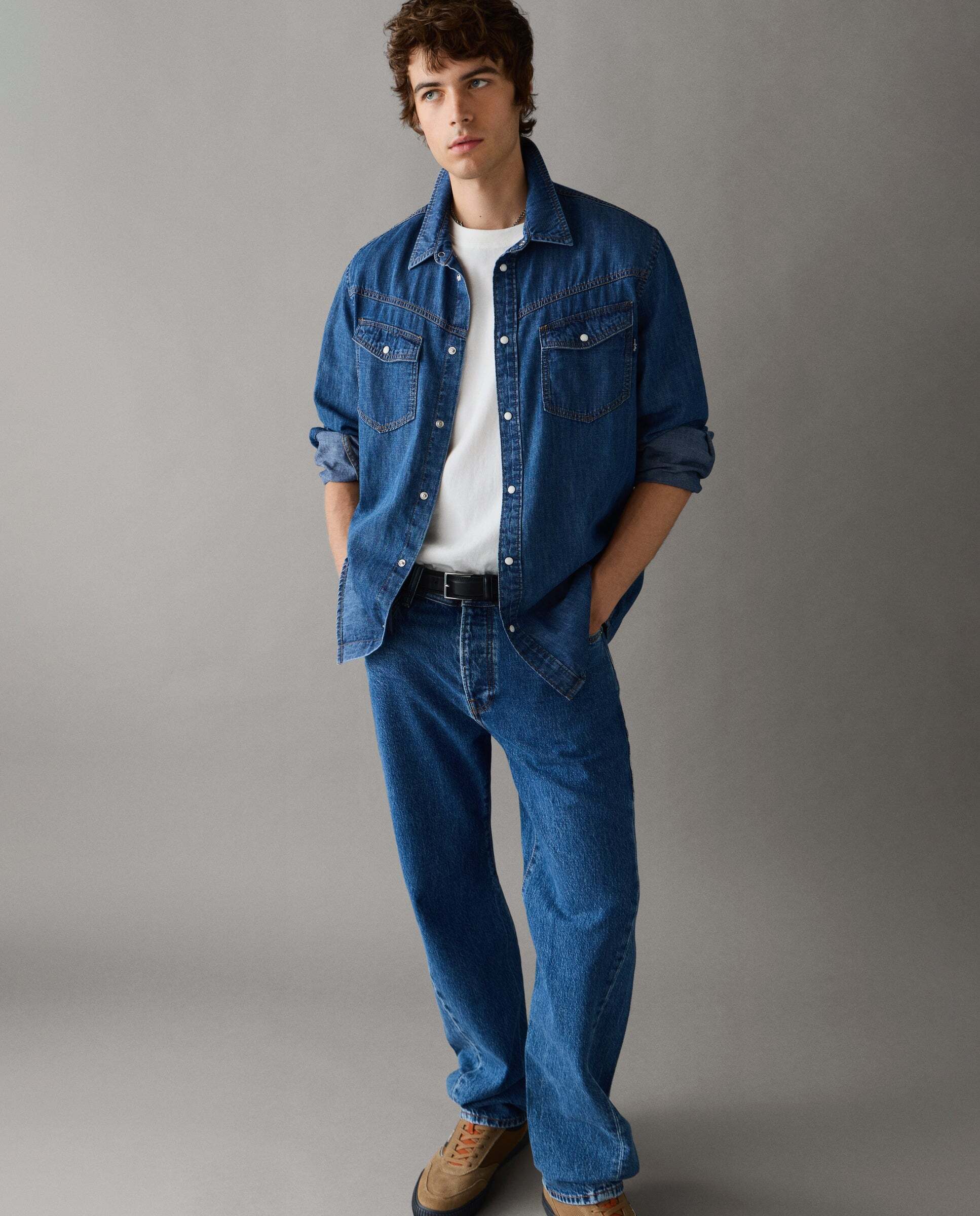 Camisa de hombre denim fit regular - Pepe Jeans - Azul denim Azul denim-2