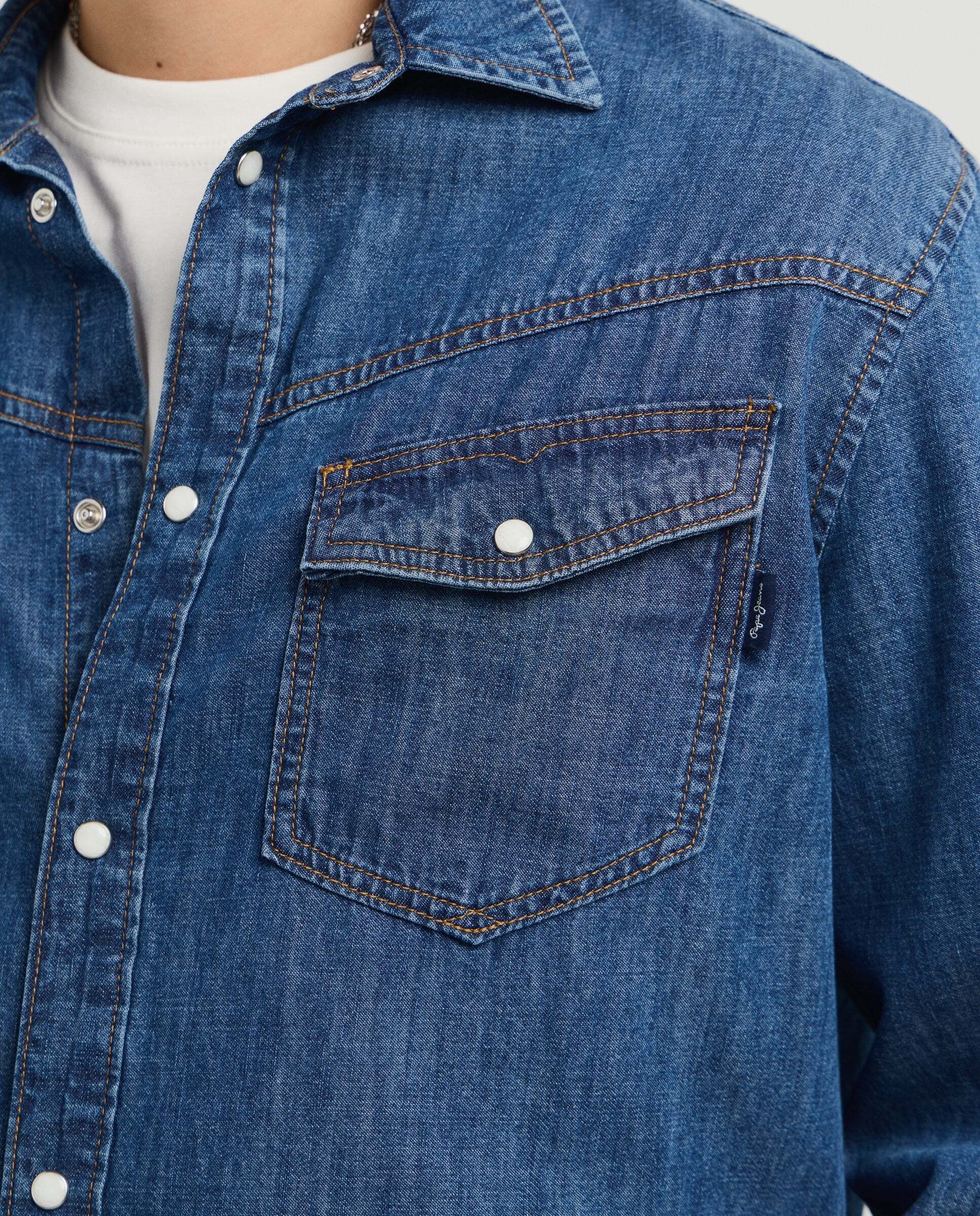 Camisa de hombre denim fit regular - Pepe Jeans - Azul denim Azul denim-4