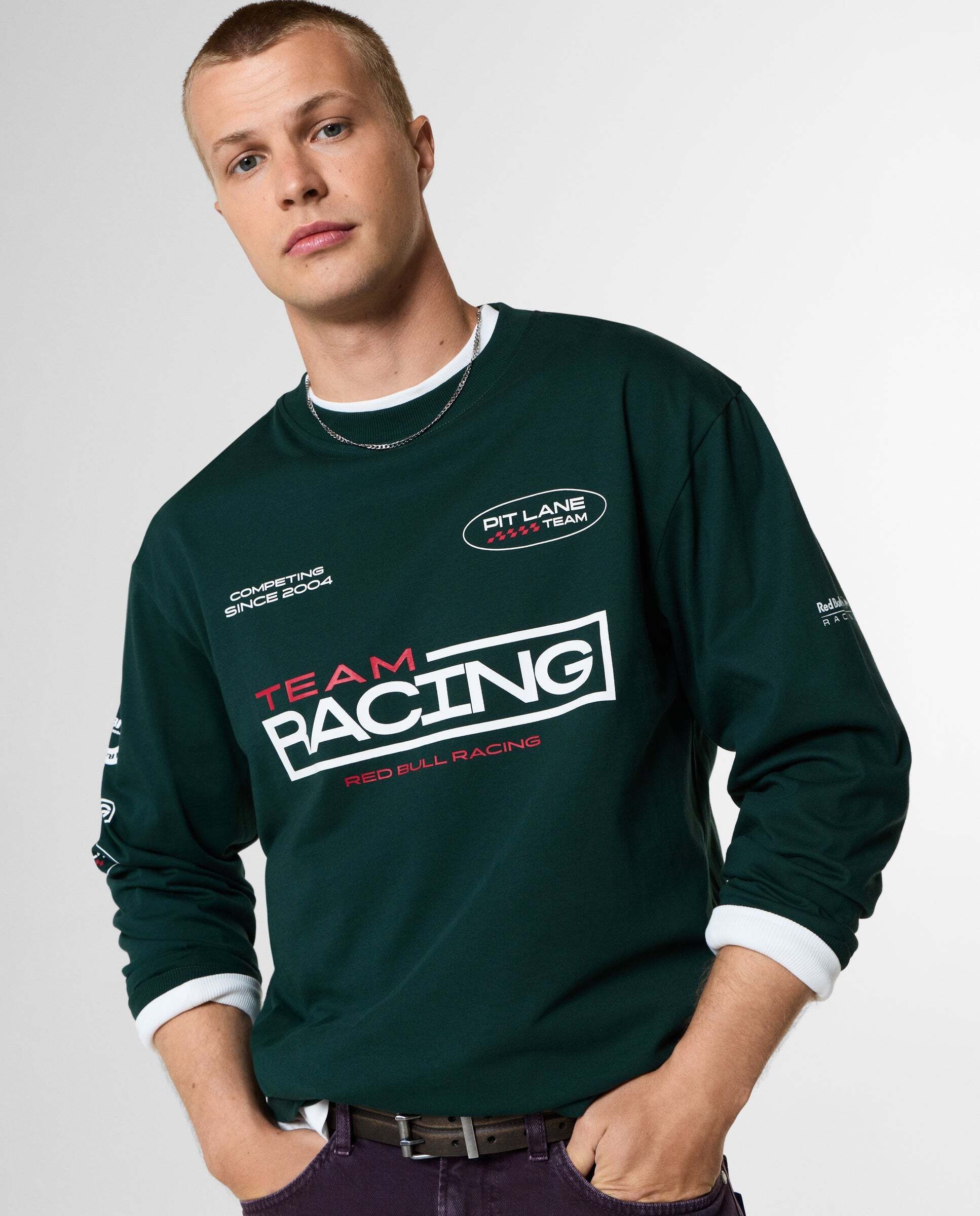 Imagen 0 de Camiseta de hombre manga larga fit relaxed red bull racing Verde oscuro