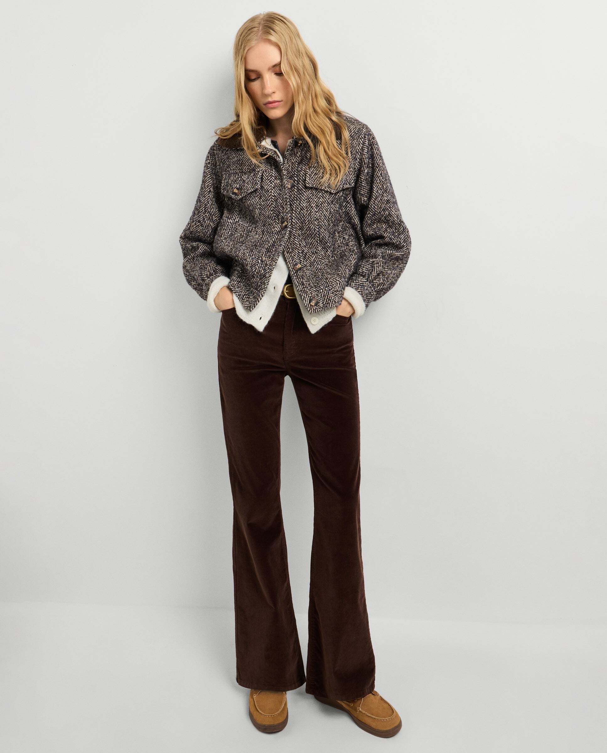 Willa - Pepe Jeans - pantalon cinco bolsillos pana fit flare - Marrón Marrón-1