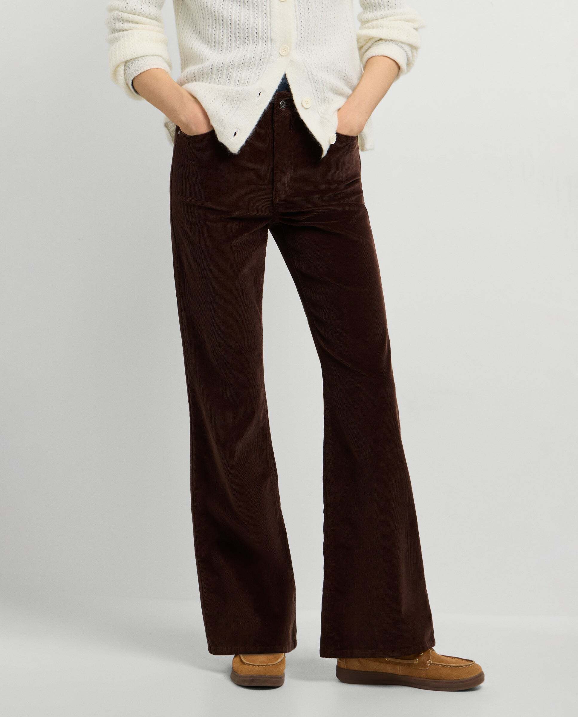 Willa - Pepe Jeans - pantalon cinco bolsillos pana fit flare - Marrón Marrón-2