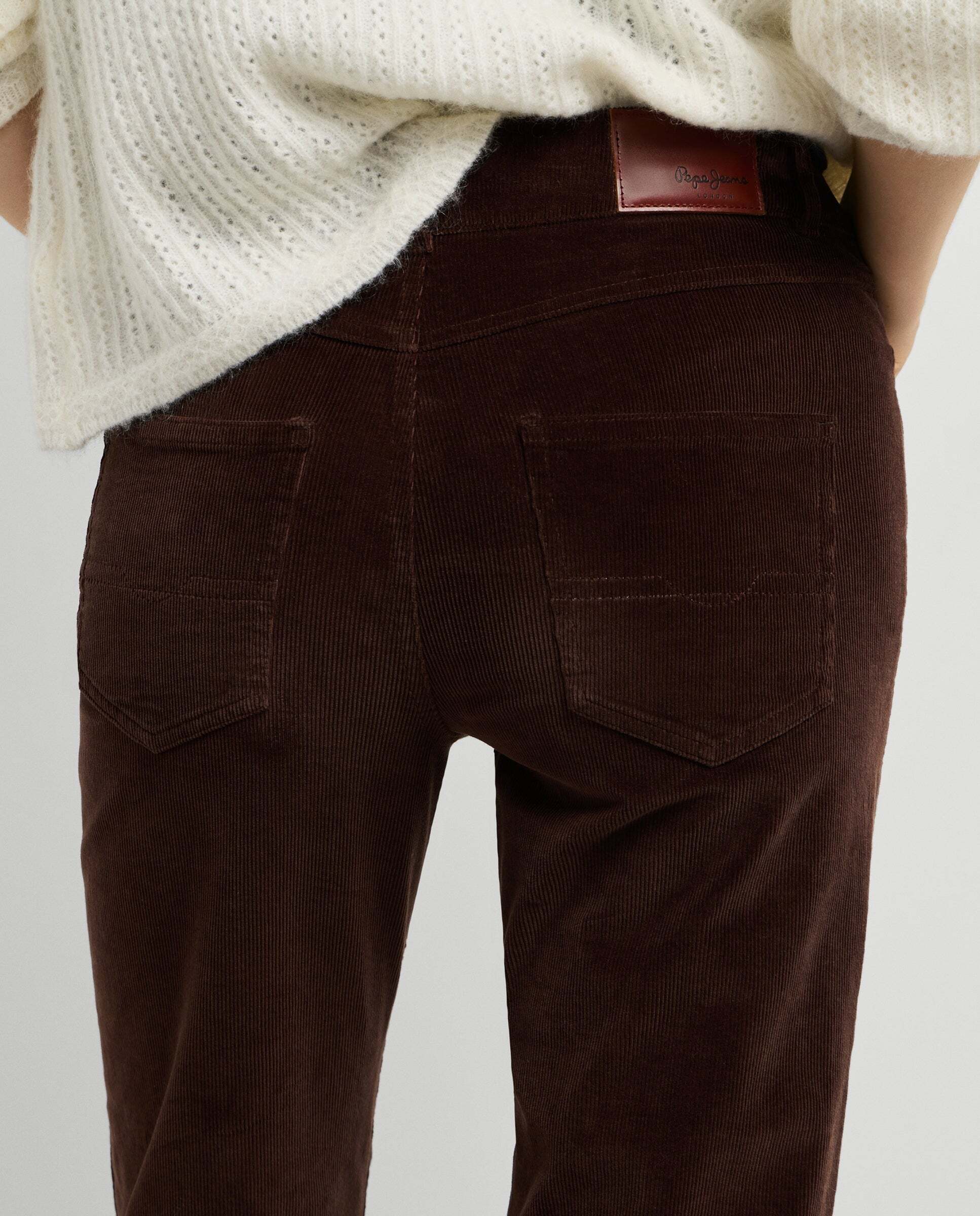 Willa - Pepe Jeans - pantalon cinco bolsillos pana fit flare - Marrón Marrón-4