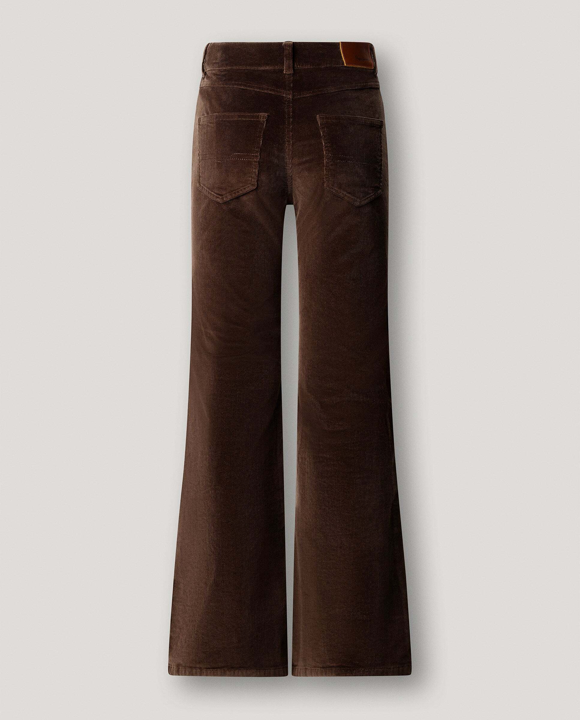 Willa - Pepe Jeans - pantalon cinco bolsillos pana fit flare - Marrón Marrón-5