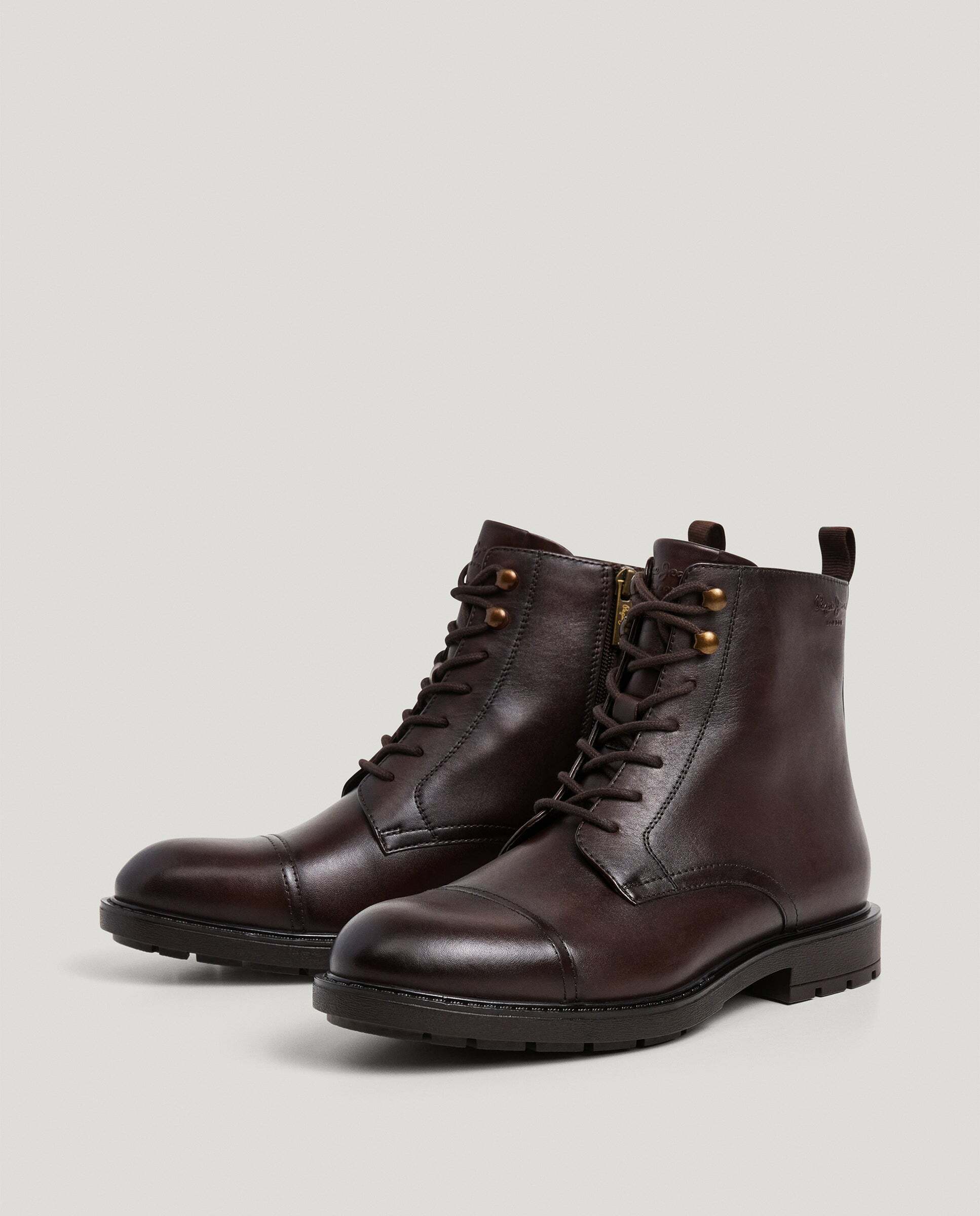 Botas de hombre cierre cordones 100% piel - Pepe Jeans - Marrón Marrón-2