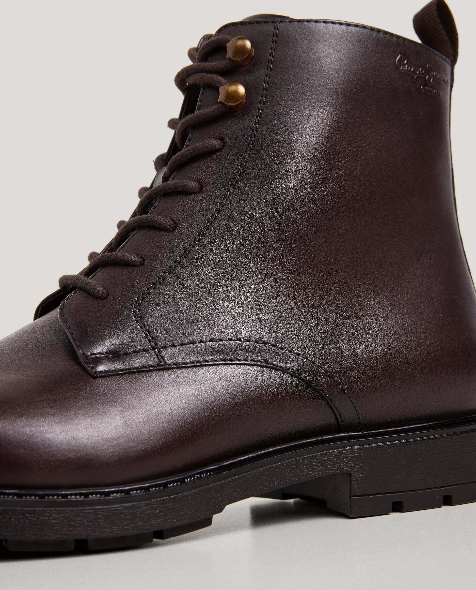 Botas de hombre cierre cordones 100% piel - Pepe Jeans - Marrón Marrón-5