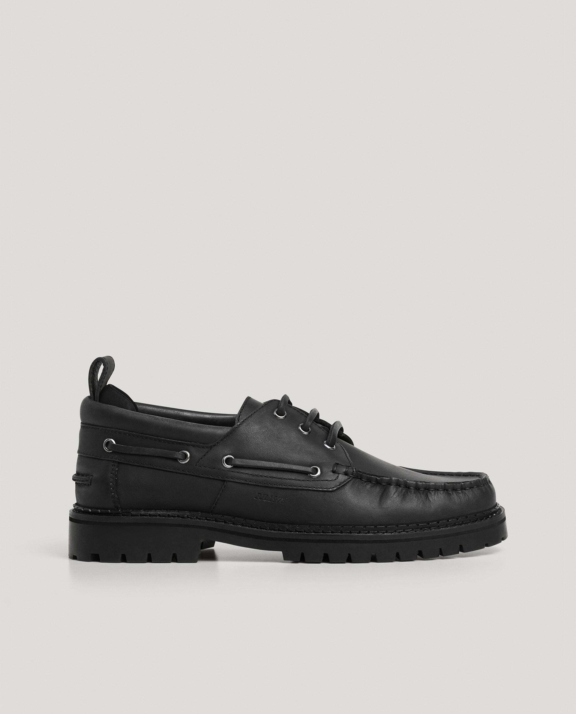 Imagen 1 de Zapatos de hombre náuticos 100% piel Negro