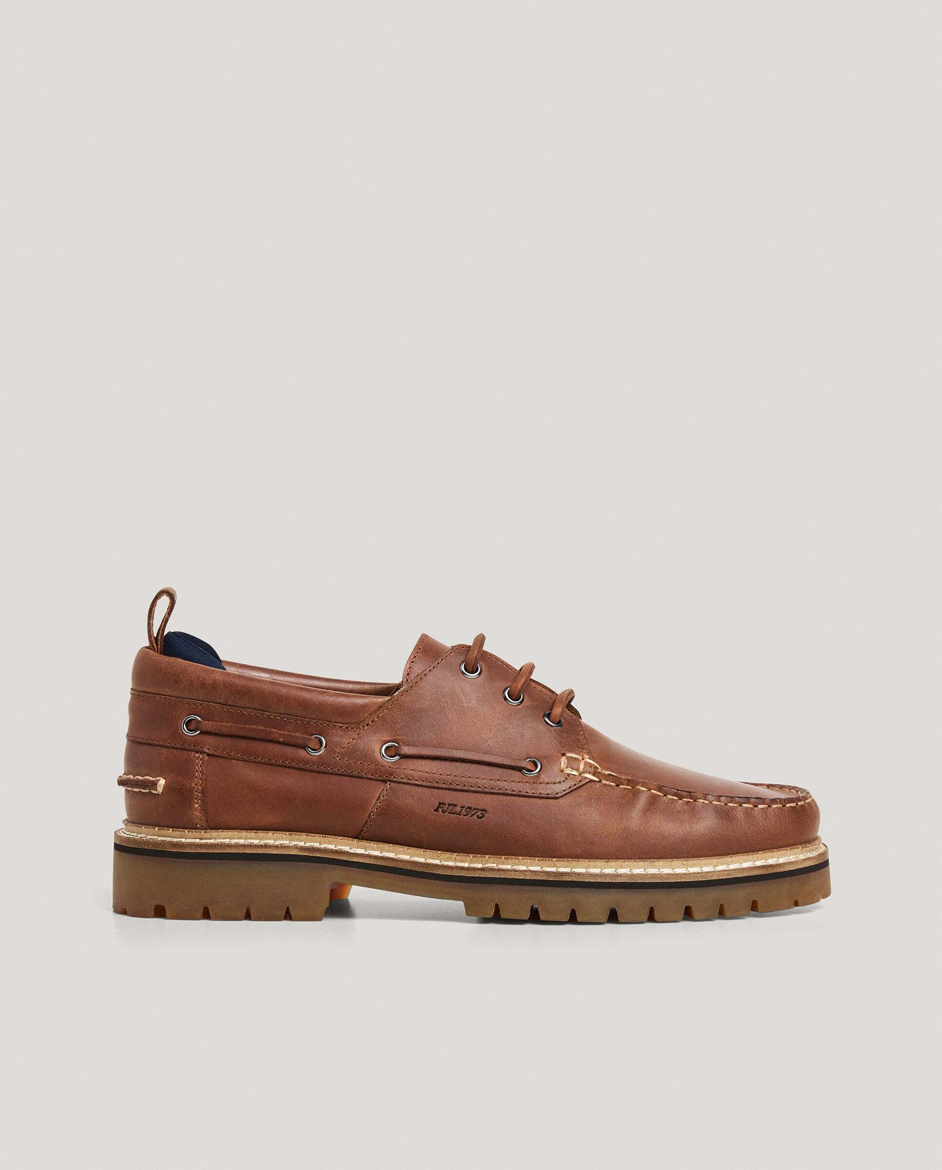 Imagen 1 de Zapatos de hombre náuticos 100% piel Marrón