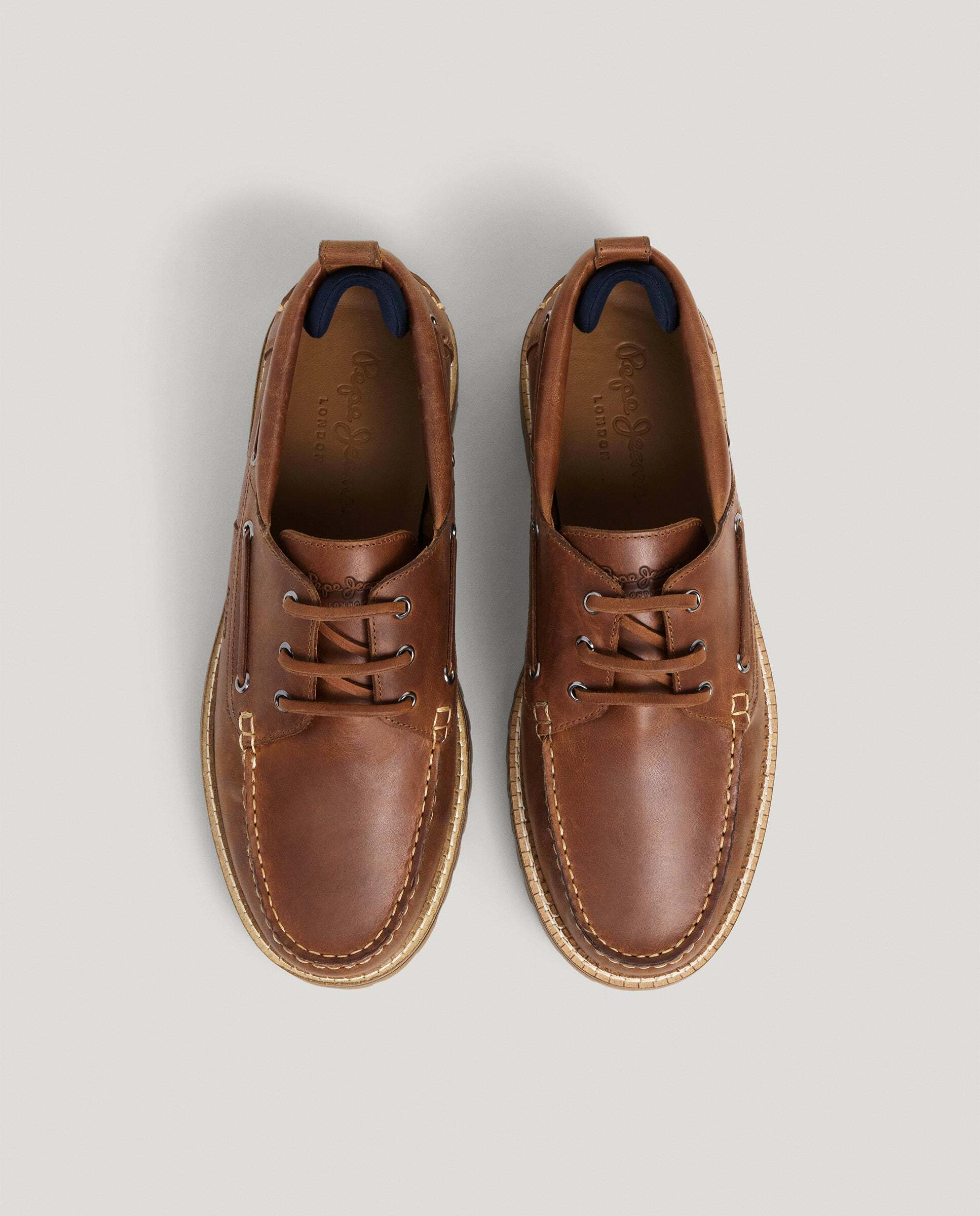 Imagen 3 de Zapatos de hombre náuticos 100% piel - Pepe Jeans - Marrón Marrón