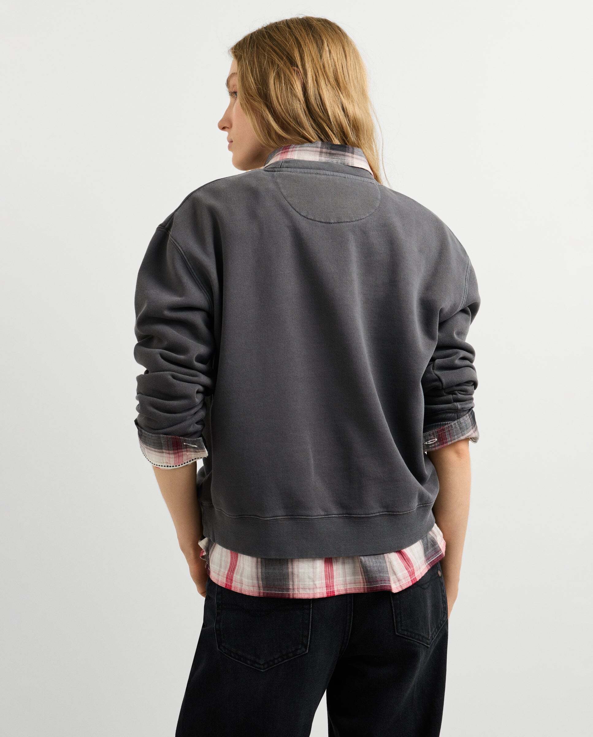 Sudadera de mujer cuello redondo con tachuelas - Pepe Jeans - Gris Piedra Gris Piedra-3