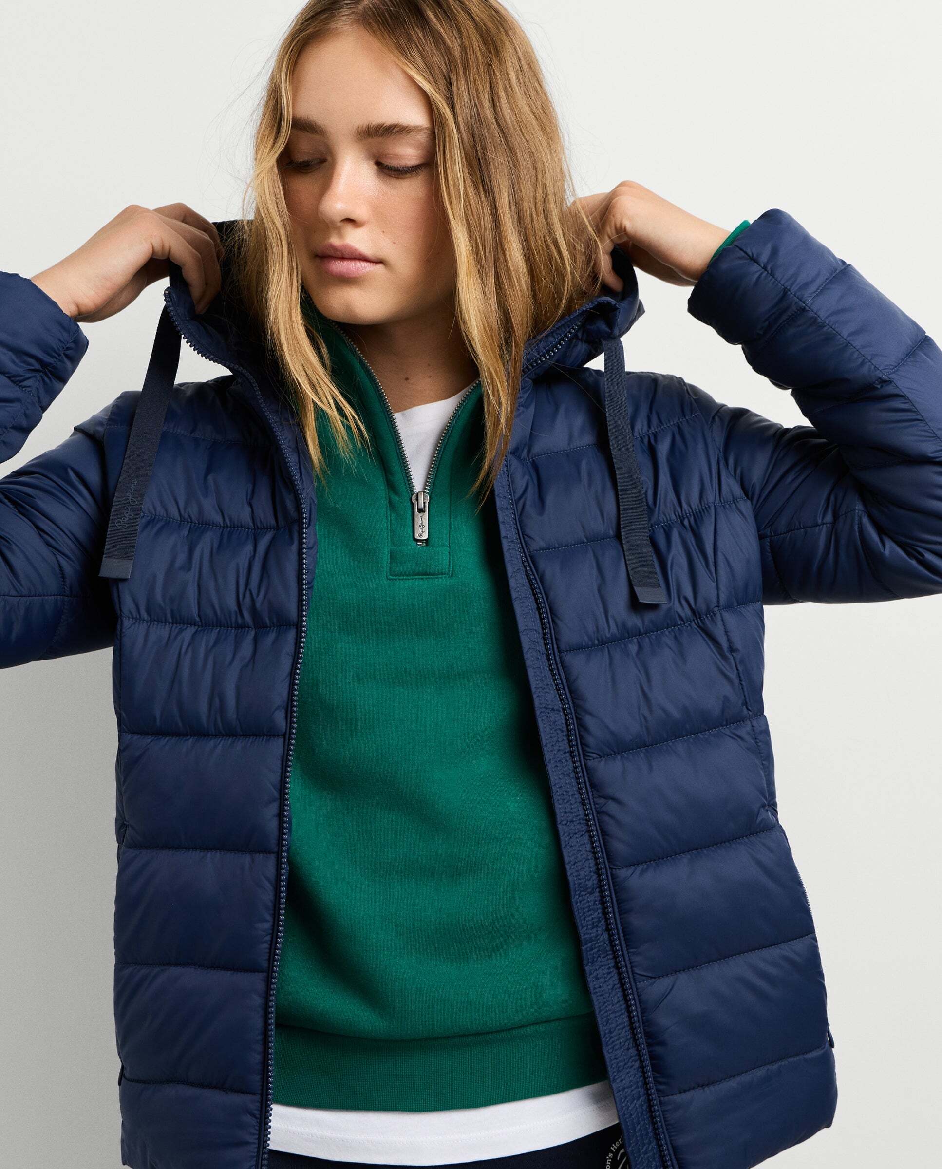 Plumífero de mujer acolchado con capucha - Pepe Jeans - Azul oscuro Azul oscuro-1