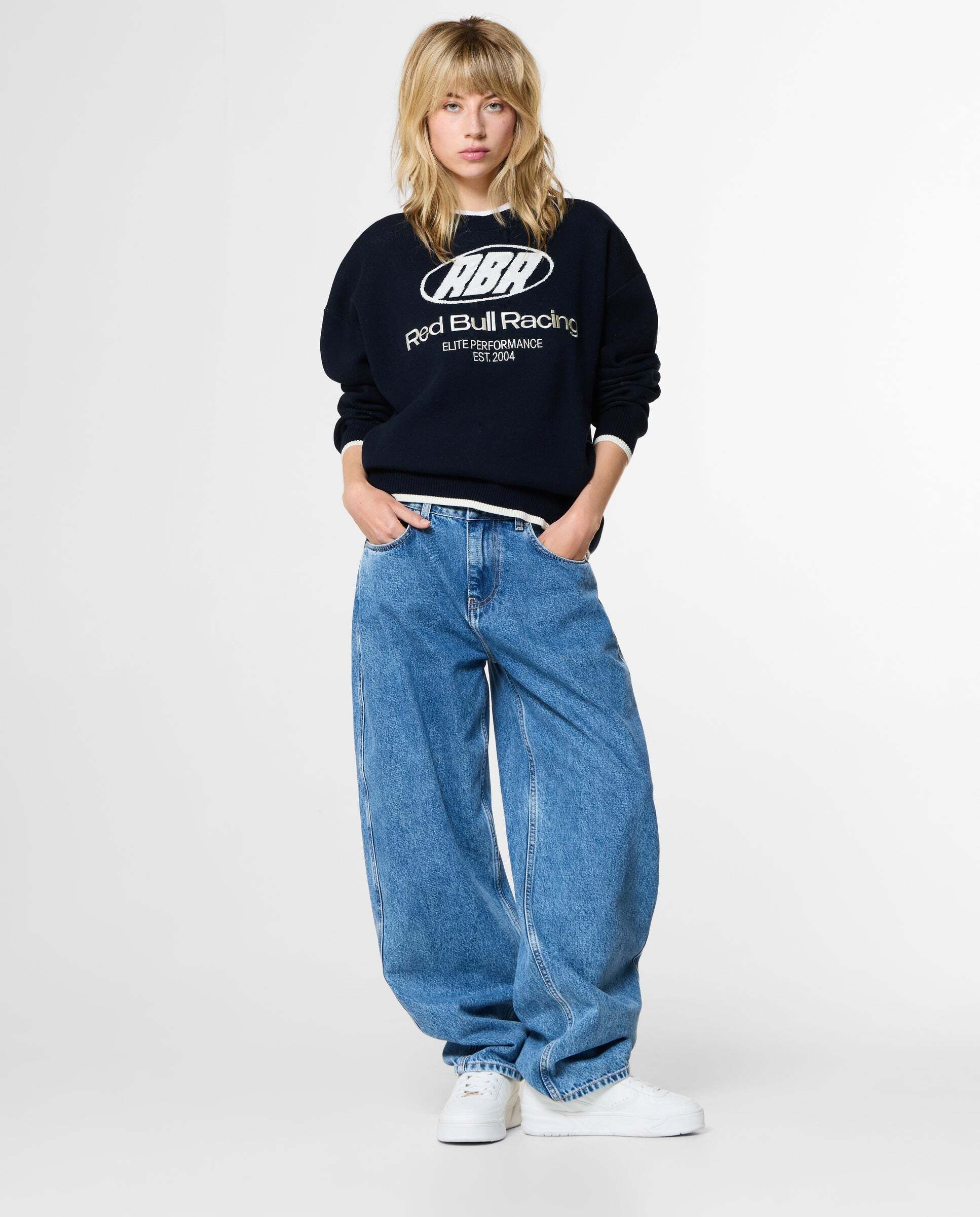 Vaquero de mujer fit wide con efecto globo red bull racing - Pepe Jeans - Azul denim Azul denim-2