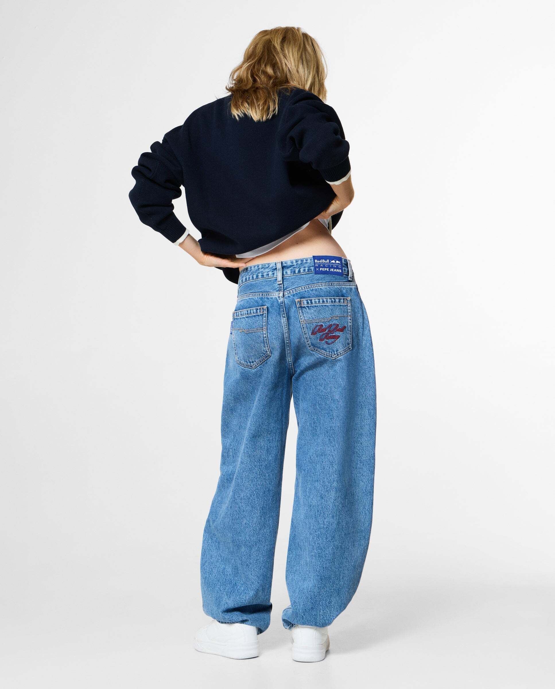 Vaquero de mujer fit wide con efecto globo red bull racing - Pepe Jeans - Azul denim Azul denim-3