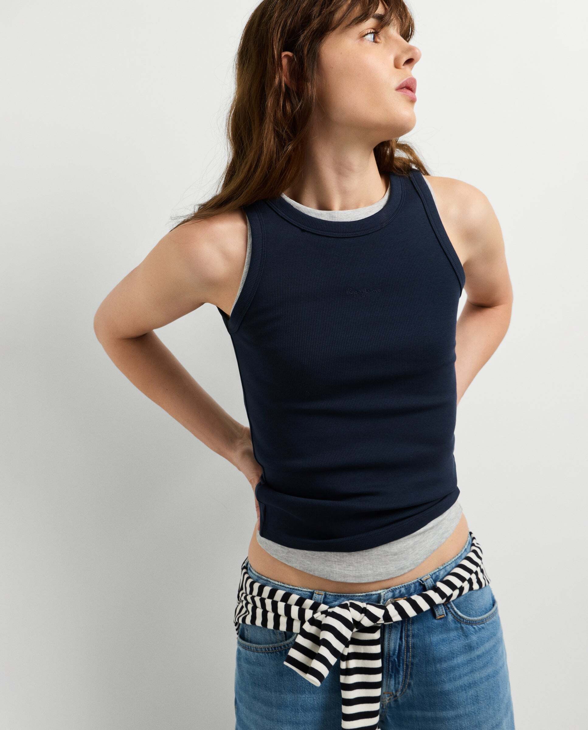 Imagen 1 de Top de mujer canalé sin mangas - Pepe Jeans - Azul Azul