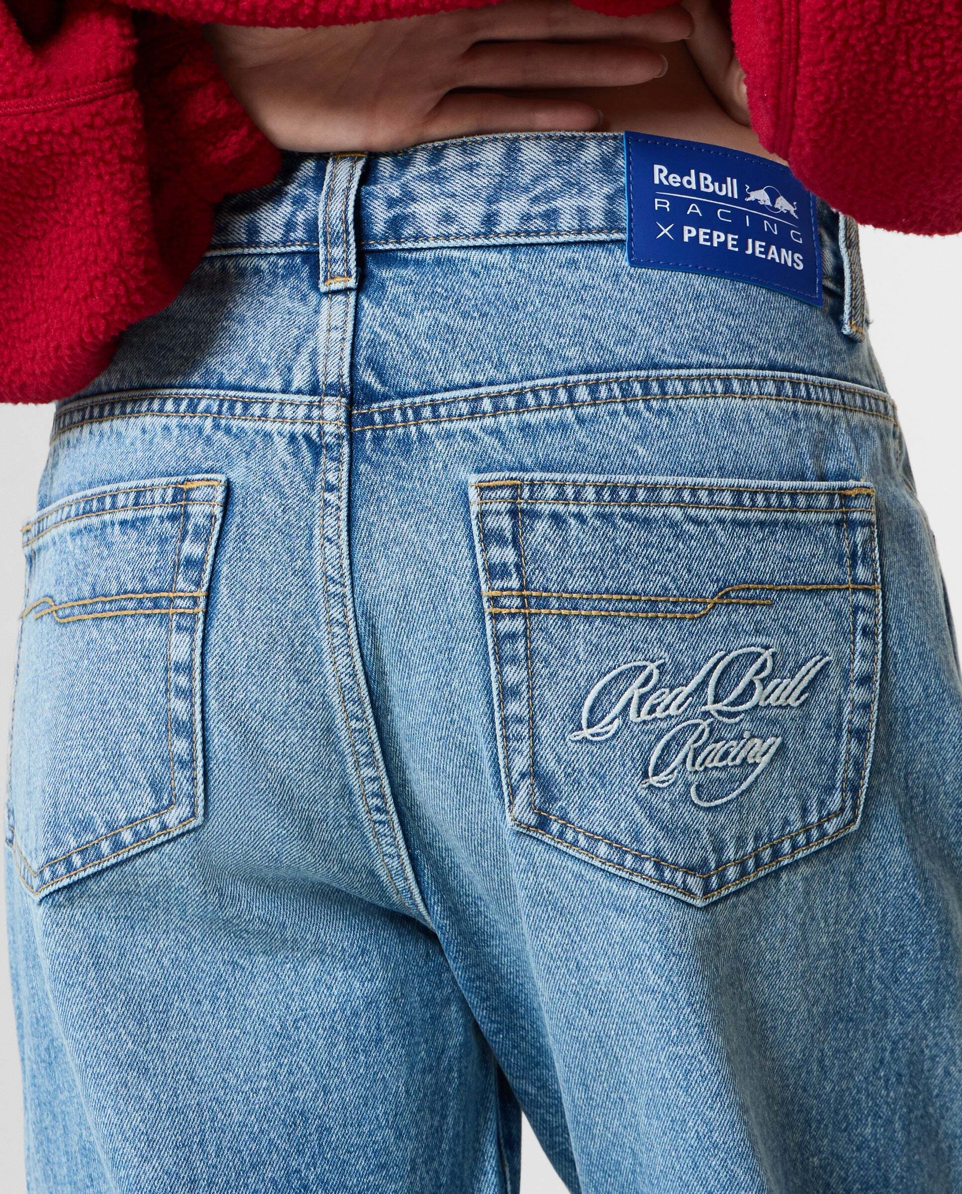 Vaquero de mujer fit wide y tiro medio red bull racing - Pepe Jeans - Azul denim Azul denim-4