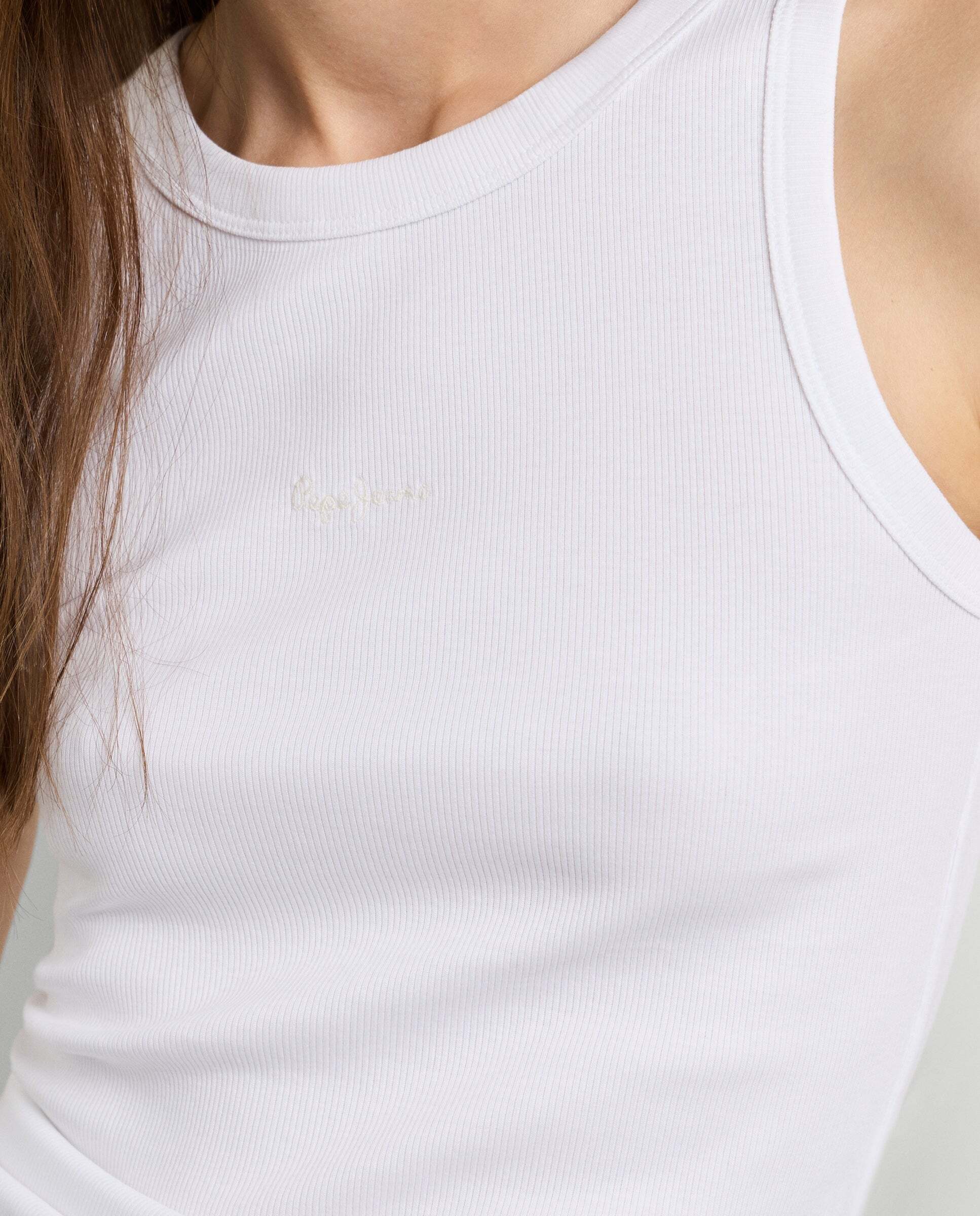 Imagen 4 de Top de mujer canalé sin mangas - Pepe Jeans - Blanco Blanco