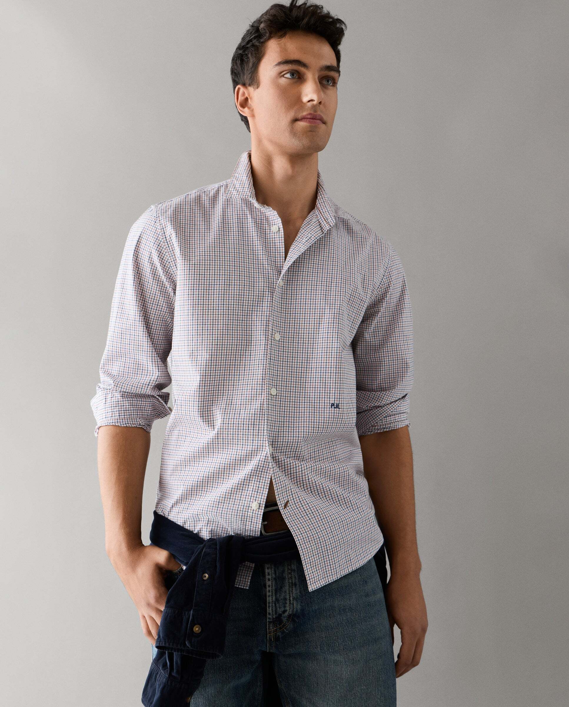 Camisa de hombre sarga cuadros fit regular - Pepe Jeans - Blanco Blanco-1