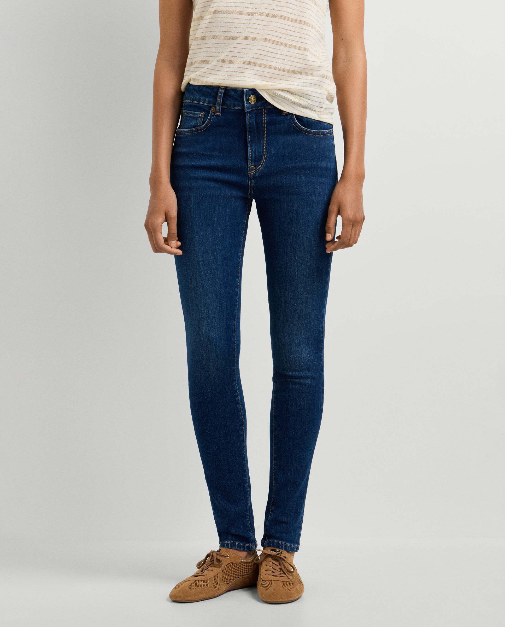 Vaquero de mujer fit skinny y tiro medio - Pepe Jeans - Azul Azul-2