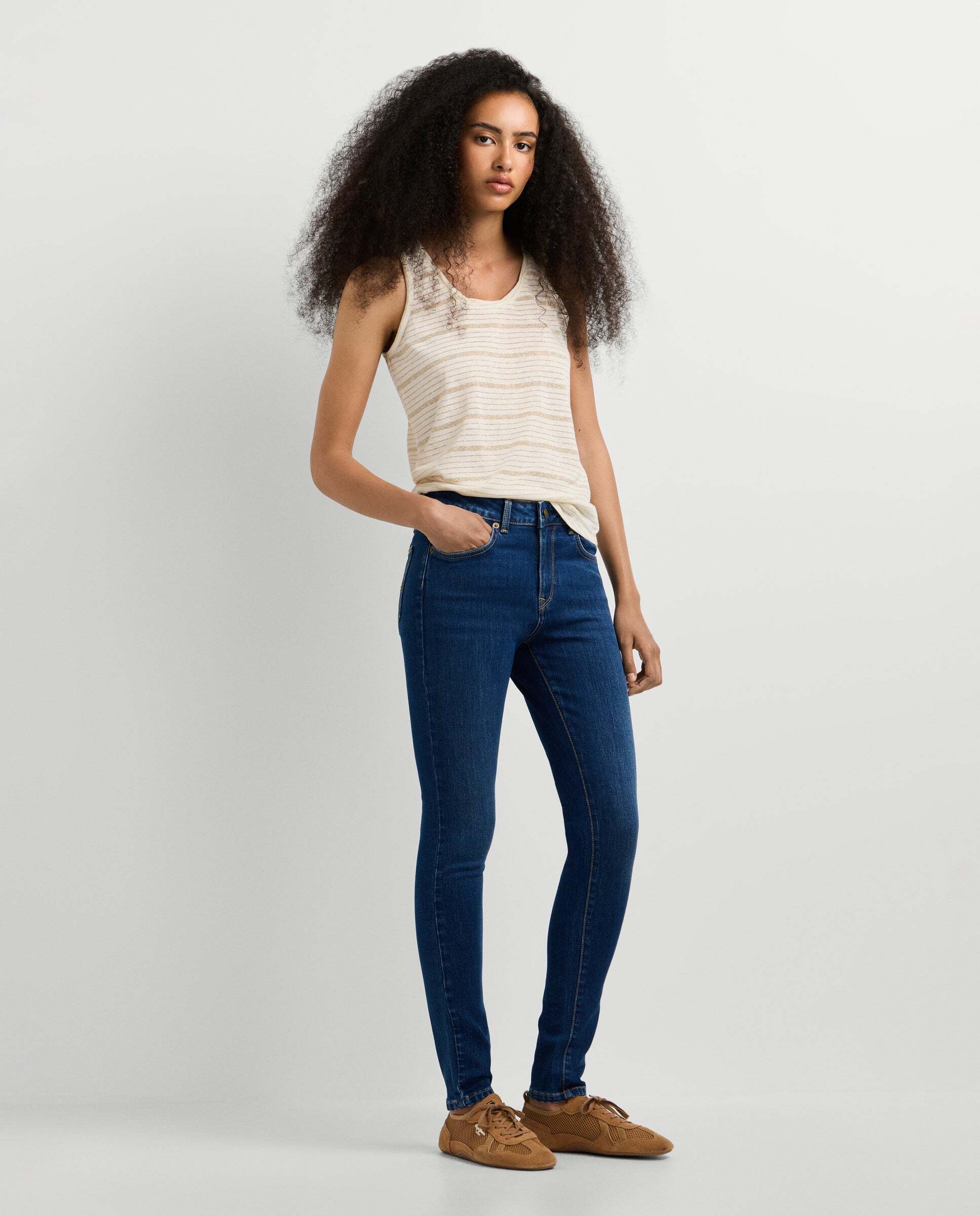 Vaquero de mujer fit skinny y tiro medio - Pepe Jeans - Azul Azul-7