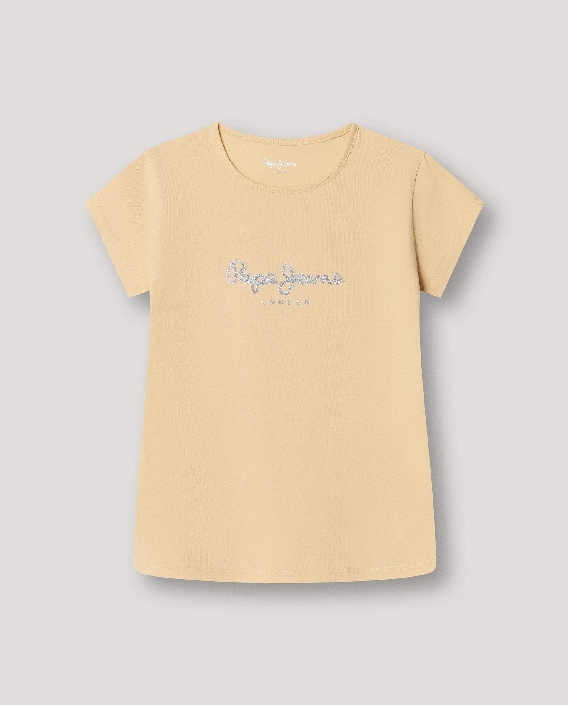 Camiseta de niña logo glitter fit slim - Pepe Jeans - Ocre Ocre-1