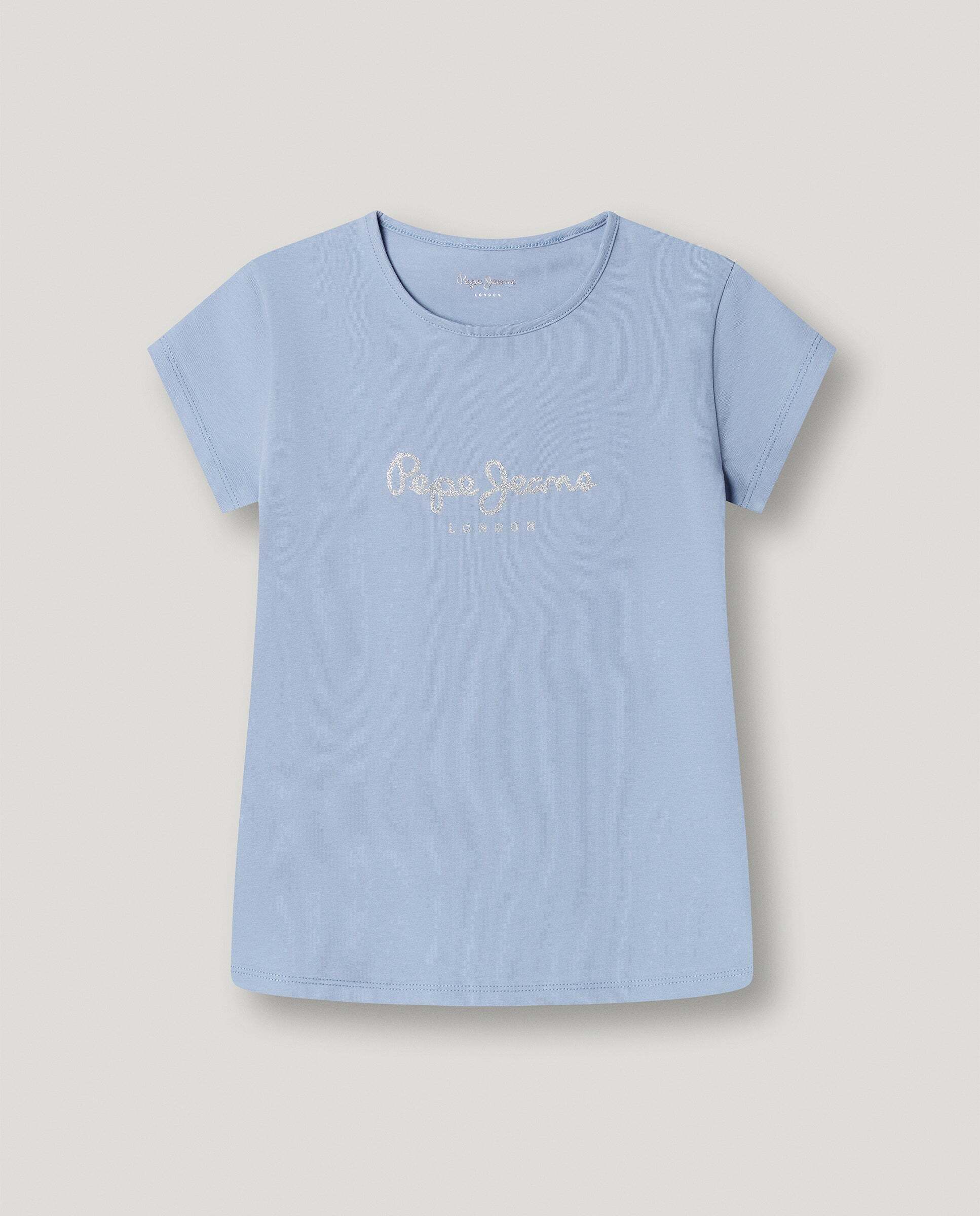 Camiseta de niña logo glitter fit slim - Pepe Jeans - Azul Azul-1