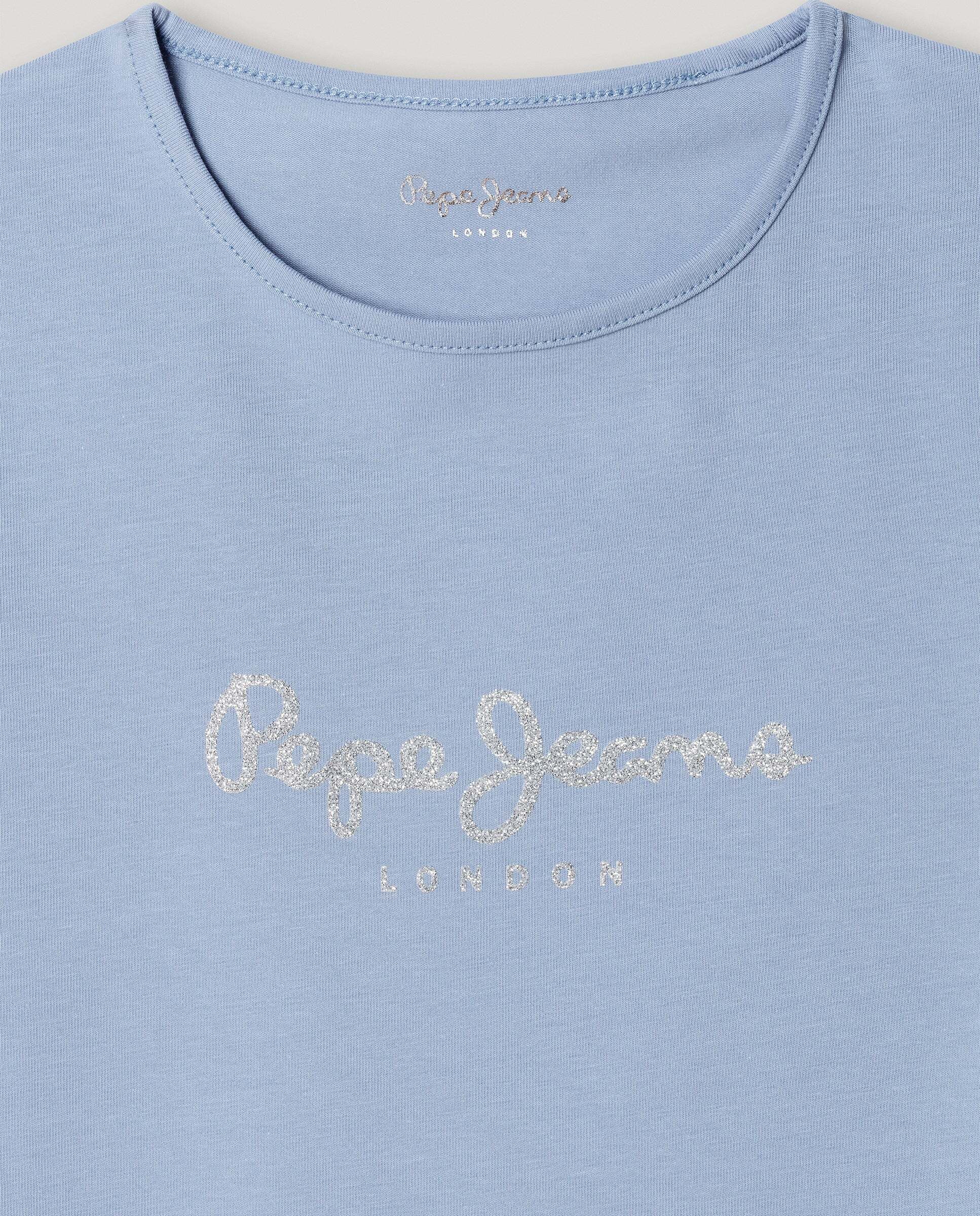 Camiseta de niña logo glitter fit slim - Pepe Jeans - Azul Azul-2