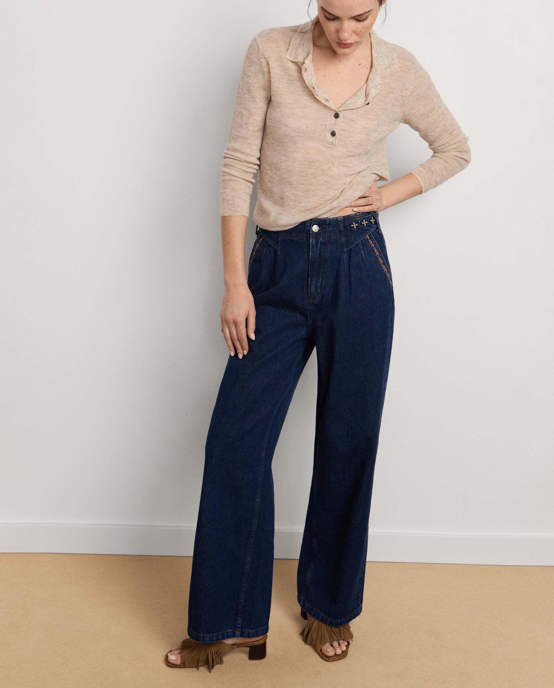 W11 anni chino embroidery - Pepe Jeans - vaquero de mujer fit regular tiro alto - Azul Azul-1