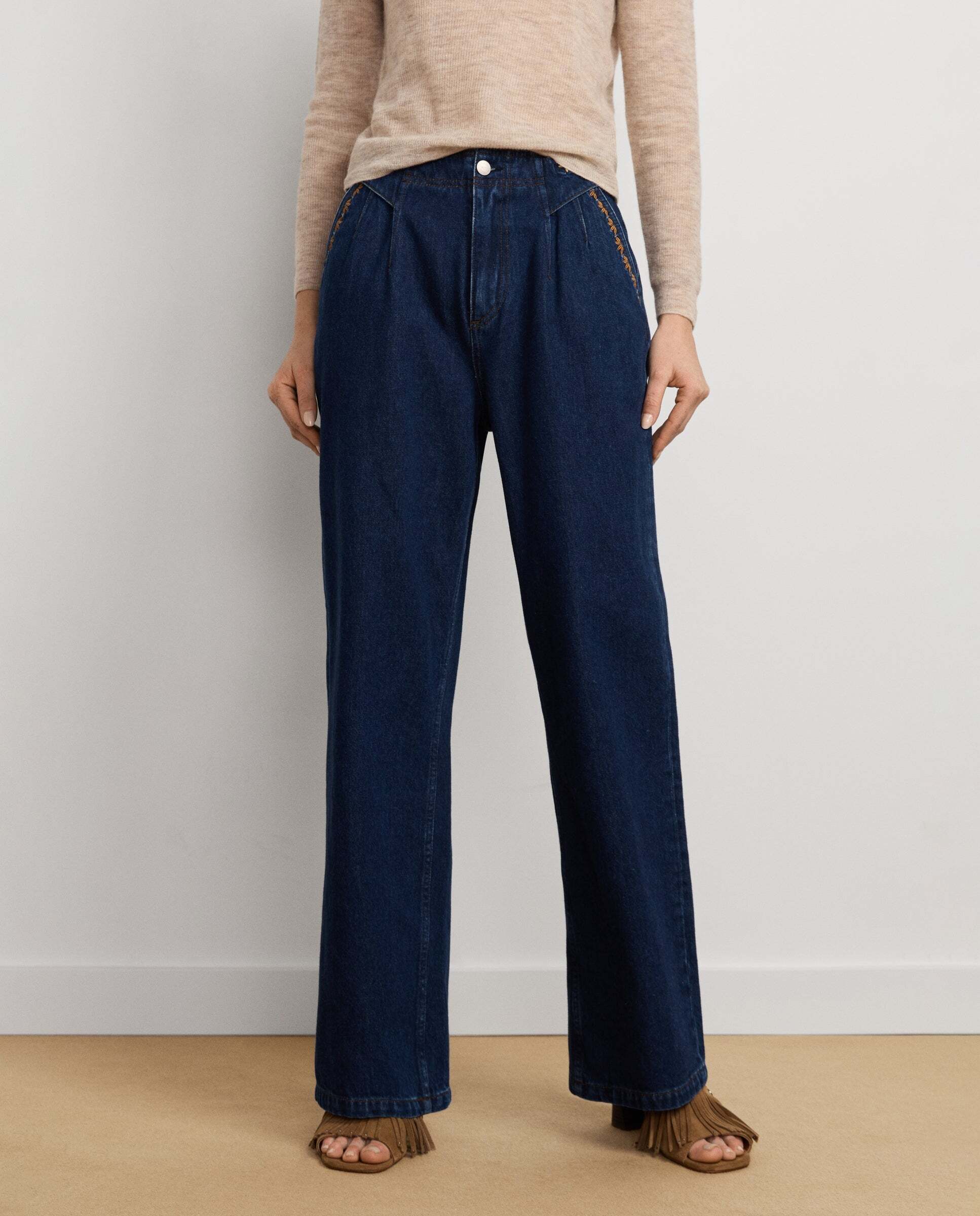 W11 anni chino embroidery - Pepe Jeans - vaquero de mujer fit regular tiro alto - Azul Azul-2